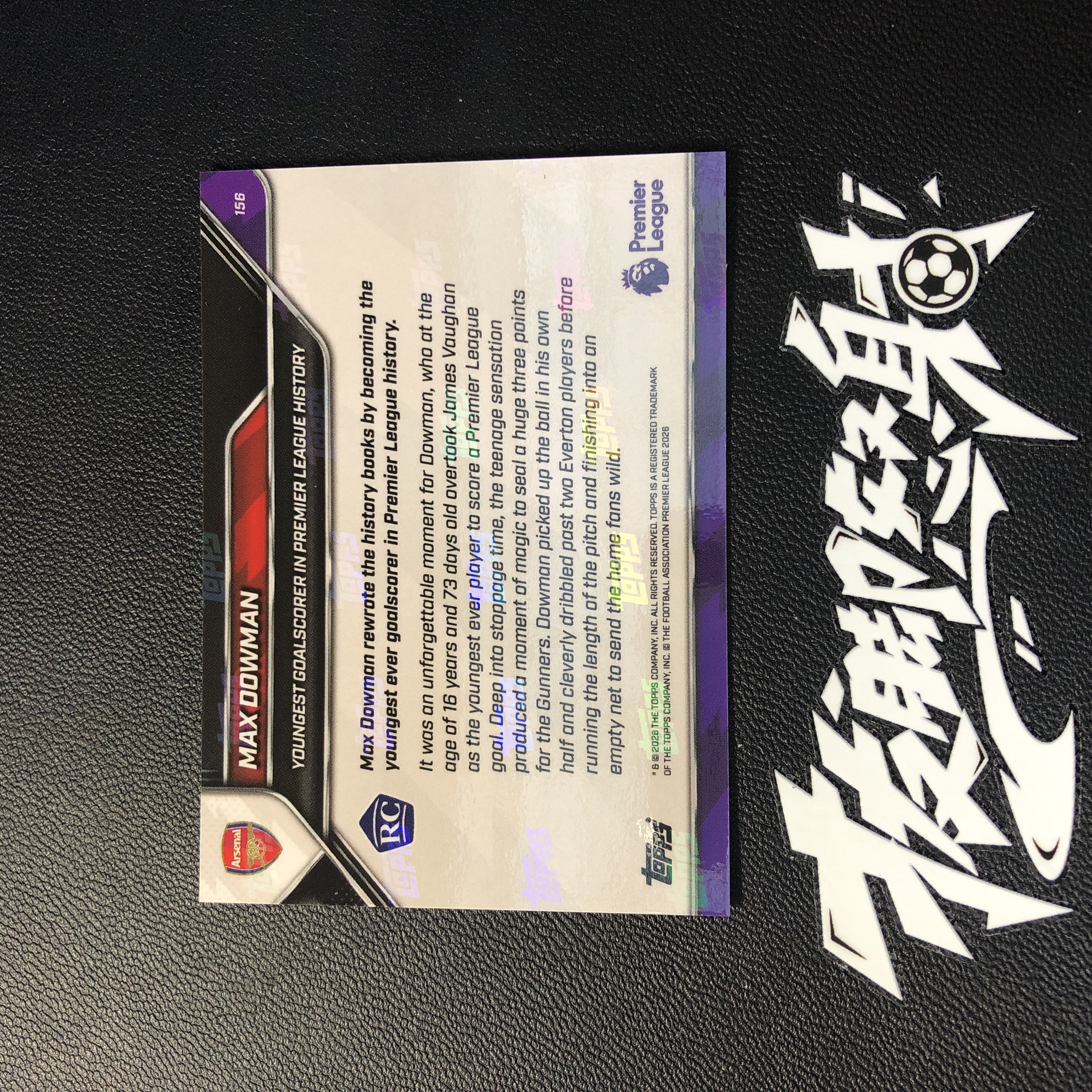 【拔脚代卖】2026 Topps Now 英超 马克斯 道曼 Max Dowman 阿森纳 枪手 RC新秀 成为英超历史最年轻进球者 纪念卡 英格兰收藏必备 瑕疵如图|拔脚沙漠BH1