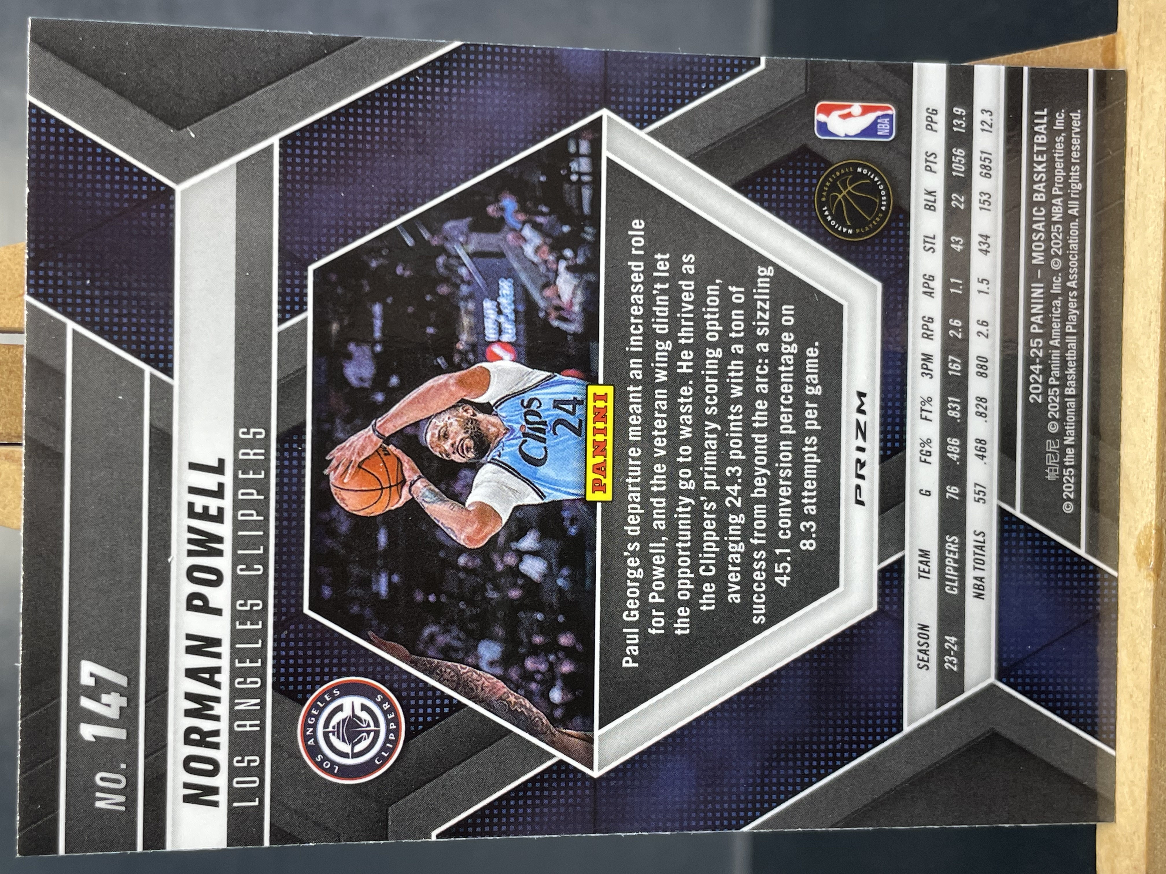 (B7) 2024-25 PANINI 马赛克系列 折射 诺曼 鲍威尔 快船 实卡好看 收藏凑套必备 卡品如图 !!!