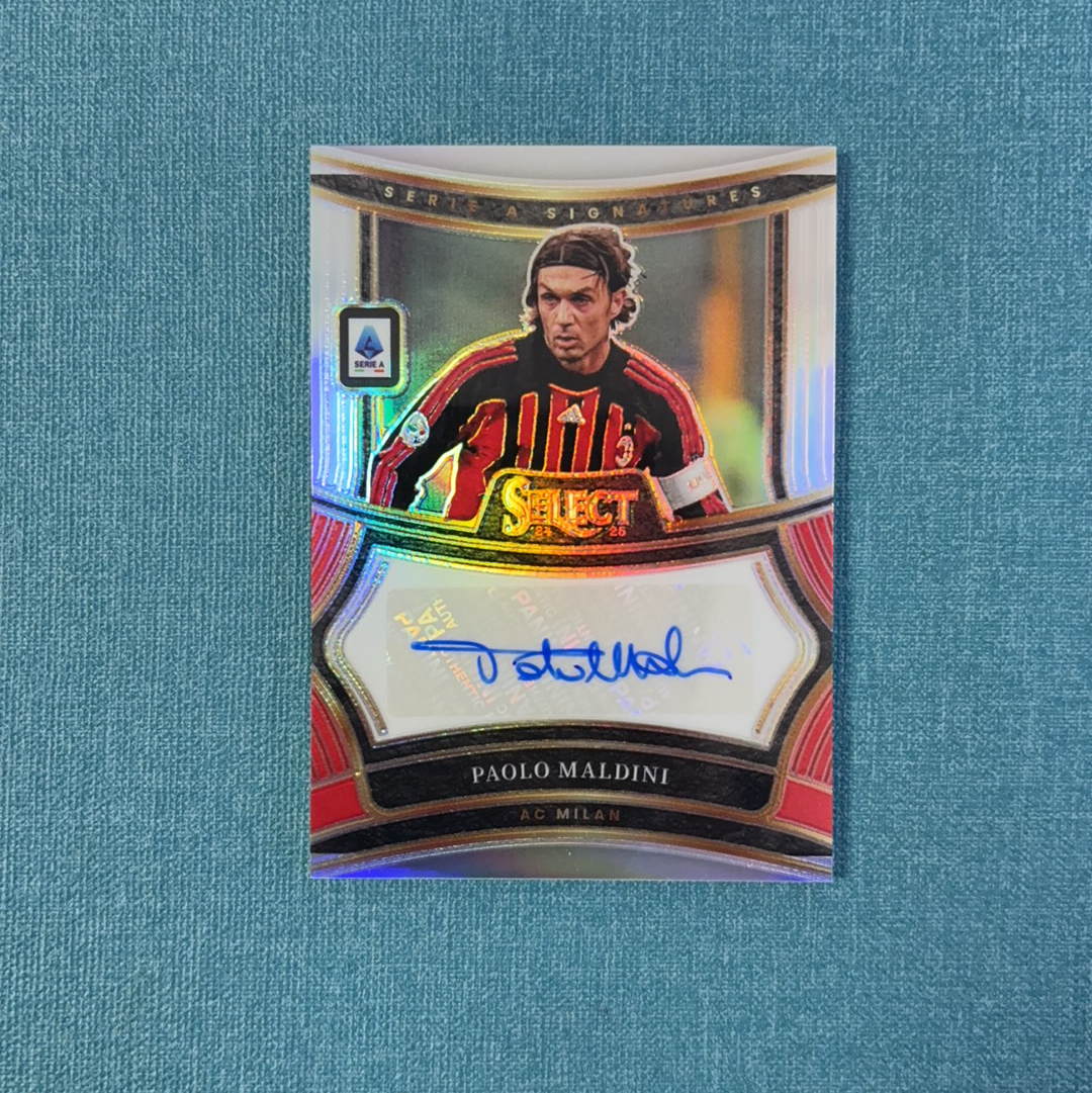 2024-25 Panini Select 意甲 Paolo Maldini 保罗 马尔蒂尼 签字 银折 意大利 AC米兰 卡品如图 HGH