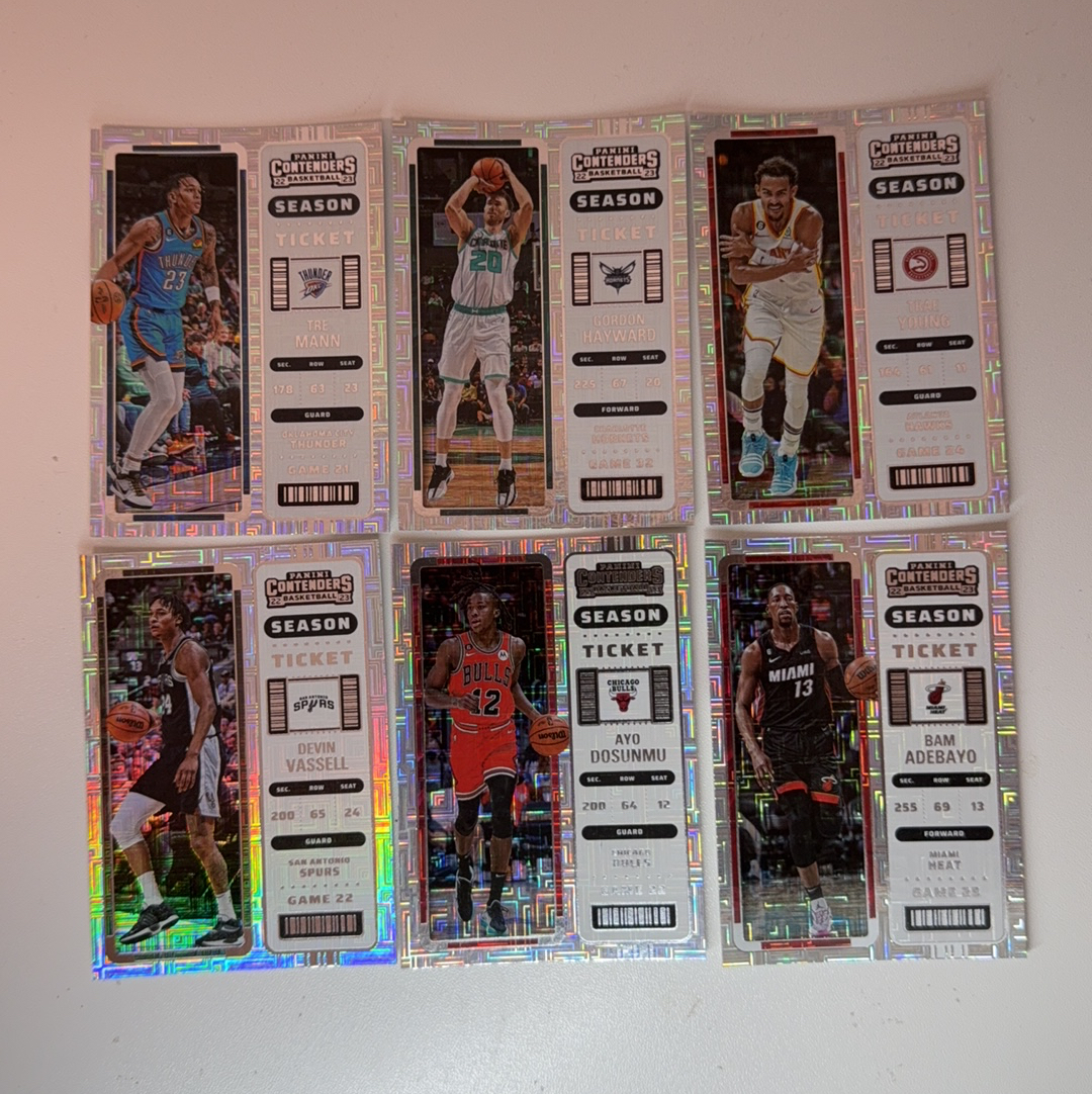 【免费代卖】6张打包 lot 球票 多孙姆 阿德巴约 特雷 杨 等 迷宫折 折射 值得收藏!!