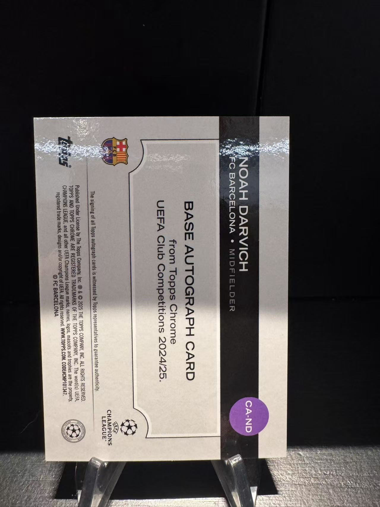 龖2024-25 Topps Chrome mega盒独占 Noah Darvich 诺阿 达尔维奇 82/99编 巴萨 欧冠 RC新秀 签字 星球卡品如图 收藏必备 MJ002M