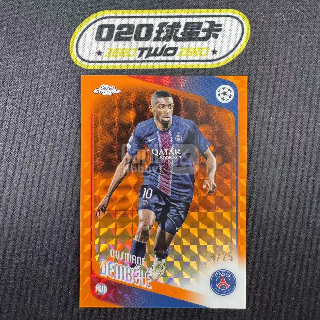2025-26 Topps Chrome Ousmane Dembélé 欧冠TC 登贝莱 19/25编 橙马赛克折 巴黎 微瑕如图(OSORA)