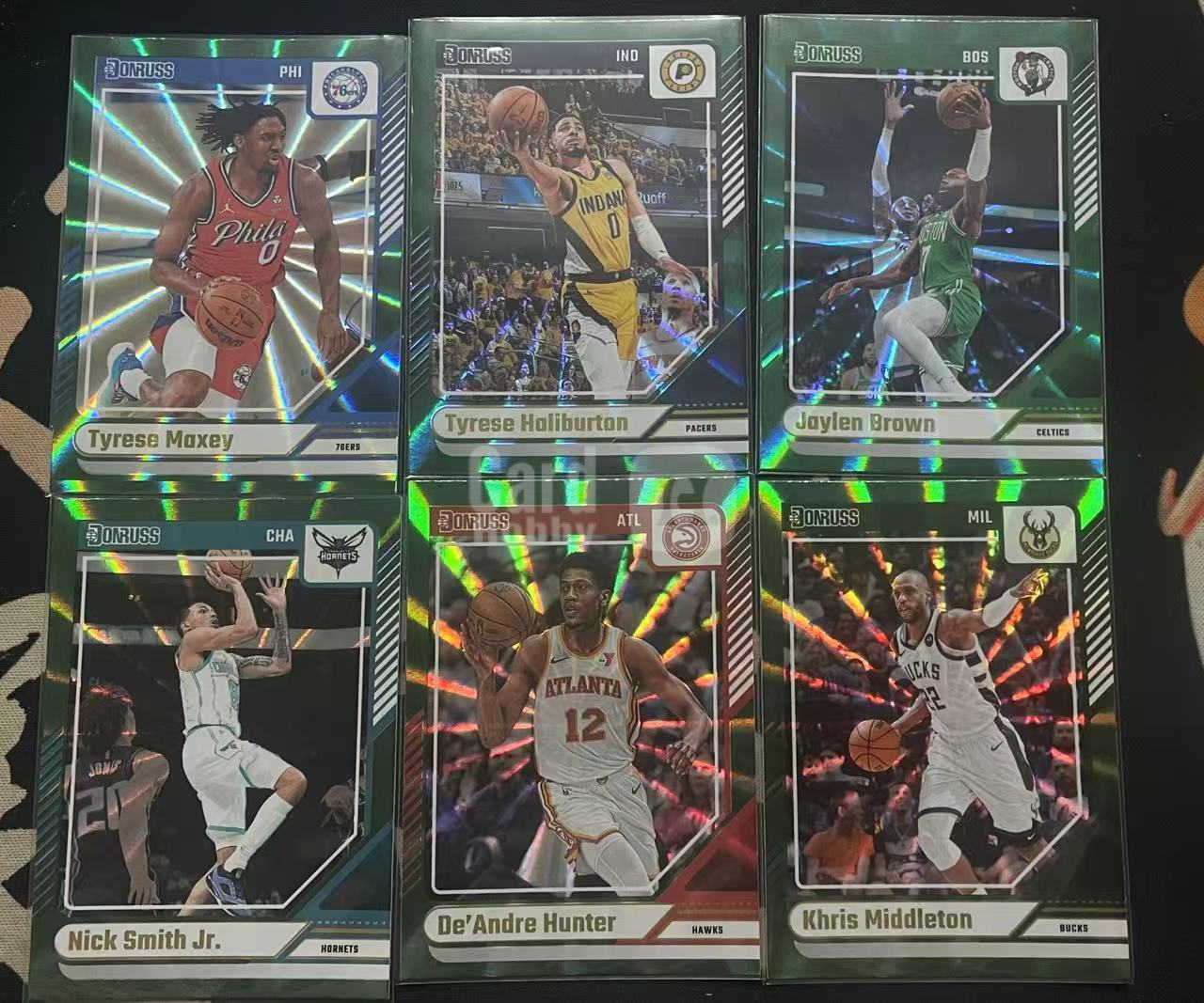 2024-25 Panini Donruss Jaylen Brown 杰伦·布朗 泰瑞斯·马克西 小尼克·史密斯 亨特 克里斯·米德尔顿 哈里伯顿 杜蕾斯 绿佛光 折射 打包 值得收藏(猴子卡社)