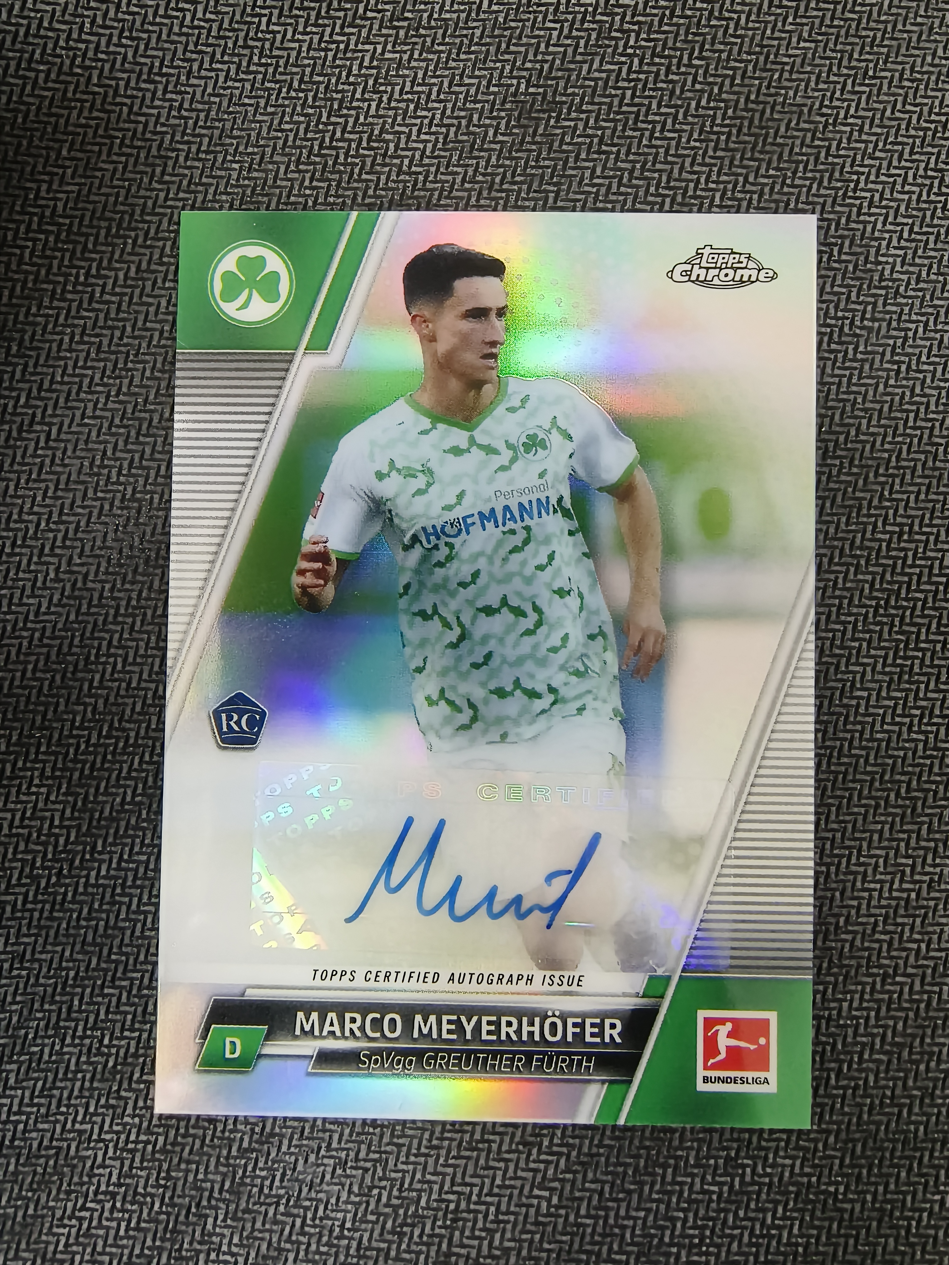 2022 Topps Chrome Marco Meyerhöfer RC 德甲 tc 马尔科 迈尔霍费尔 菲尔特 新秀 银折 折射 签字 正银折签 潜力无限 明斯特普鲁士 墨迹完美 收藏必备 柏
