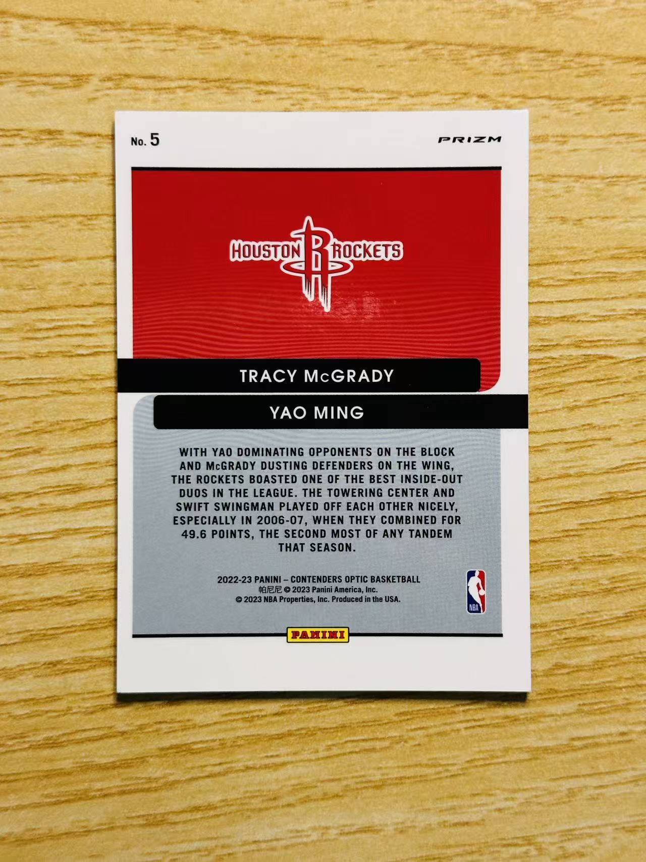 2022-23 Panini Contenders Optic Yao Ming 嘿嘿代卖 球票 op 姚明 麦迪 双人 银折 姚麦组合 火箭 收藏必备