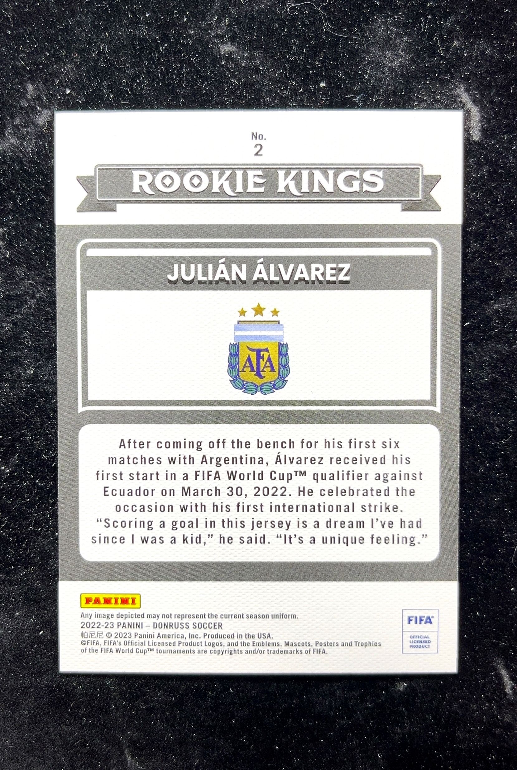 【小白1%代卖】2022 Donruss Rookie Kings Rookie Kings 新秀之王 Julián Álvarez 胡利安·阿尔瓦雷斯 新秀 RC 卡品如图 高价值 #2 0702