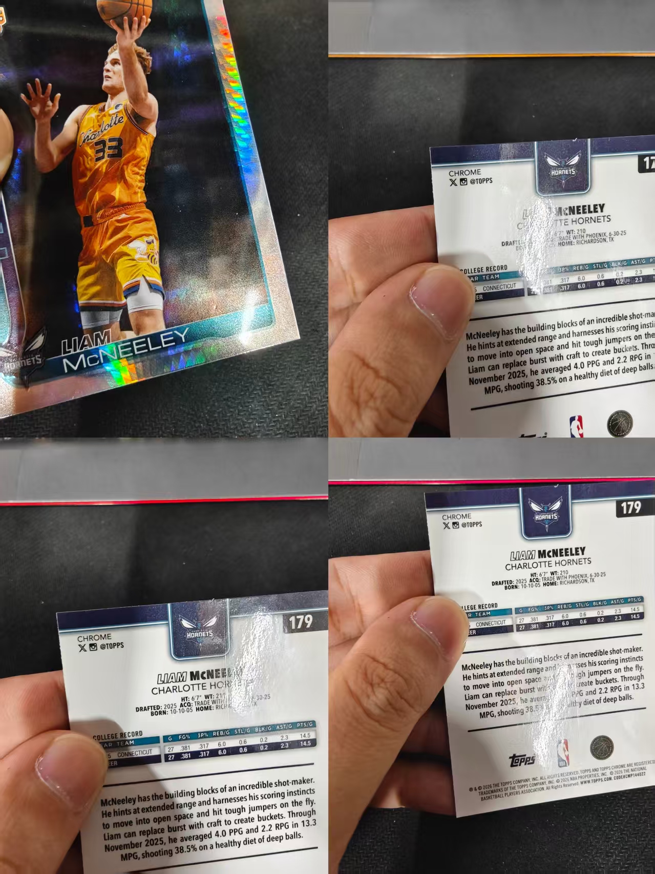 2026 Topps Chrome Update Liam McNeeley RC 篮球TCU 麦克尼利 hyper折 夏洛特黄蜂 新秀 瑕疵如图