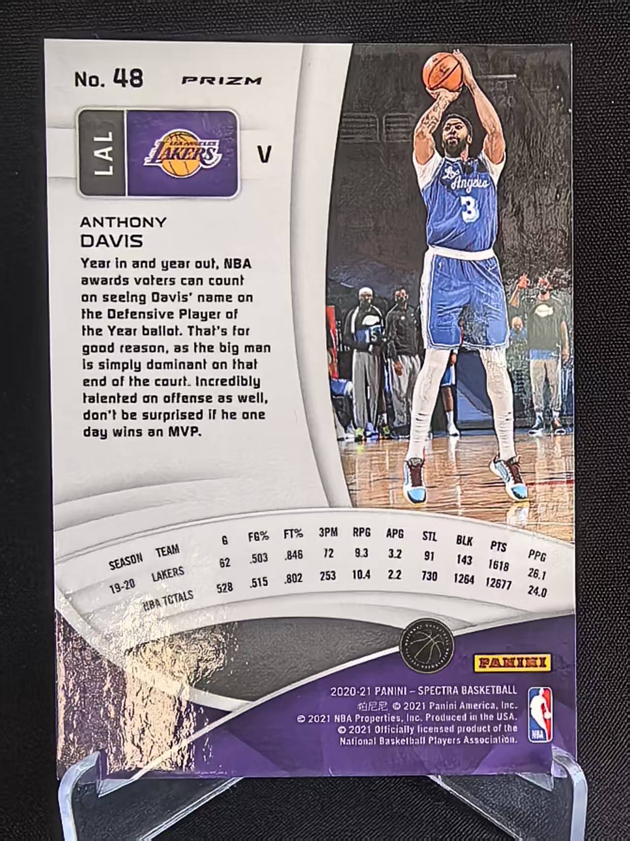 2020-21 Panini Spectra Anthony Davis 【球志潮玩】 安东尼·戴维斯 NBA 湖人 HYPER折射 光谱 卡品如图