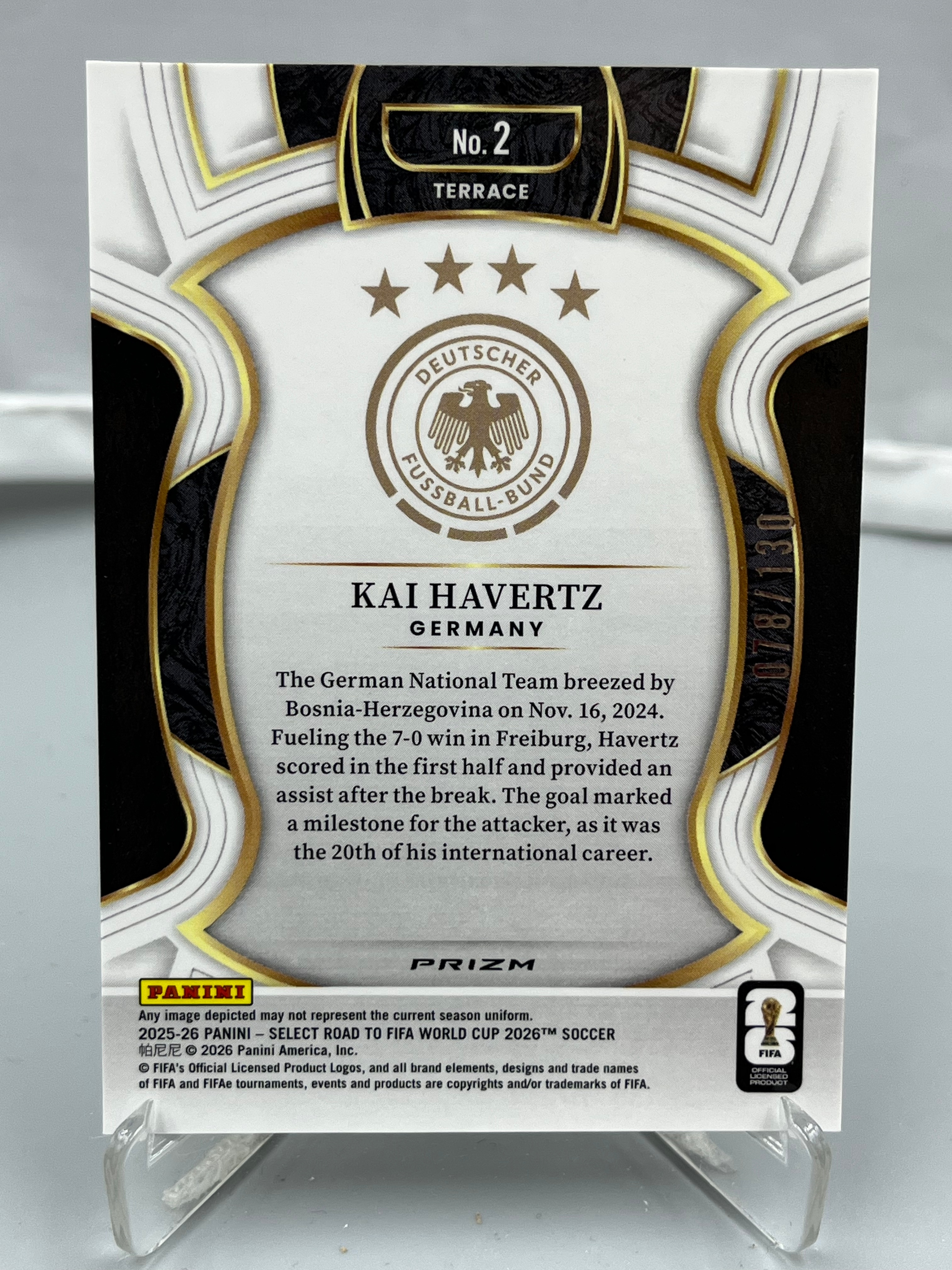 2025-26 Panini Select Kai Havertz 世界杯之路 SE 哈弗茨 078/130编 德国 铜棋盘折 铜格子折 铜折 一级 瑕疵如图【暴富 LK张】ya762