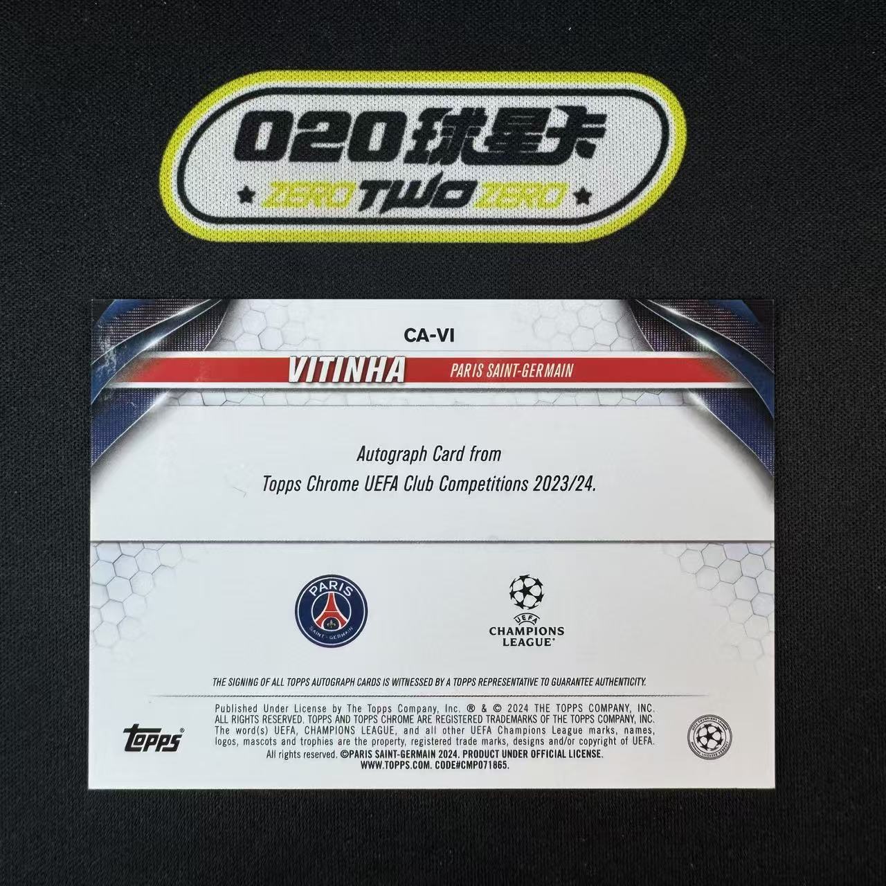 2023-24 Topps Chrome Vitinha 欧冠TC 维蒂尼亚 银折 签字 巴黎圣日耳曼 瑕疵如图 @OSORA