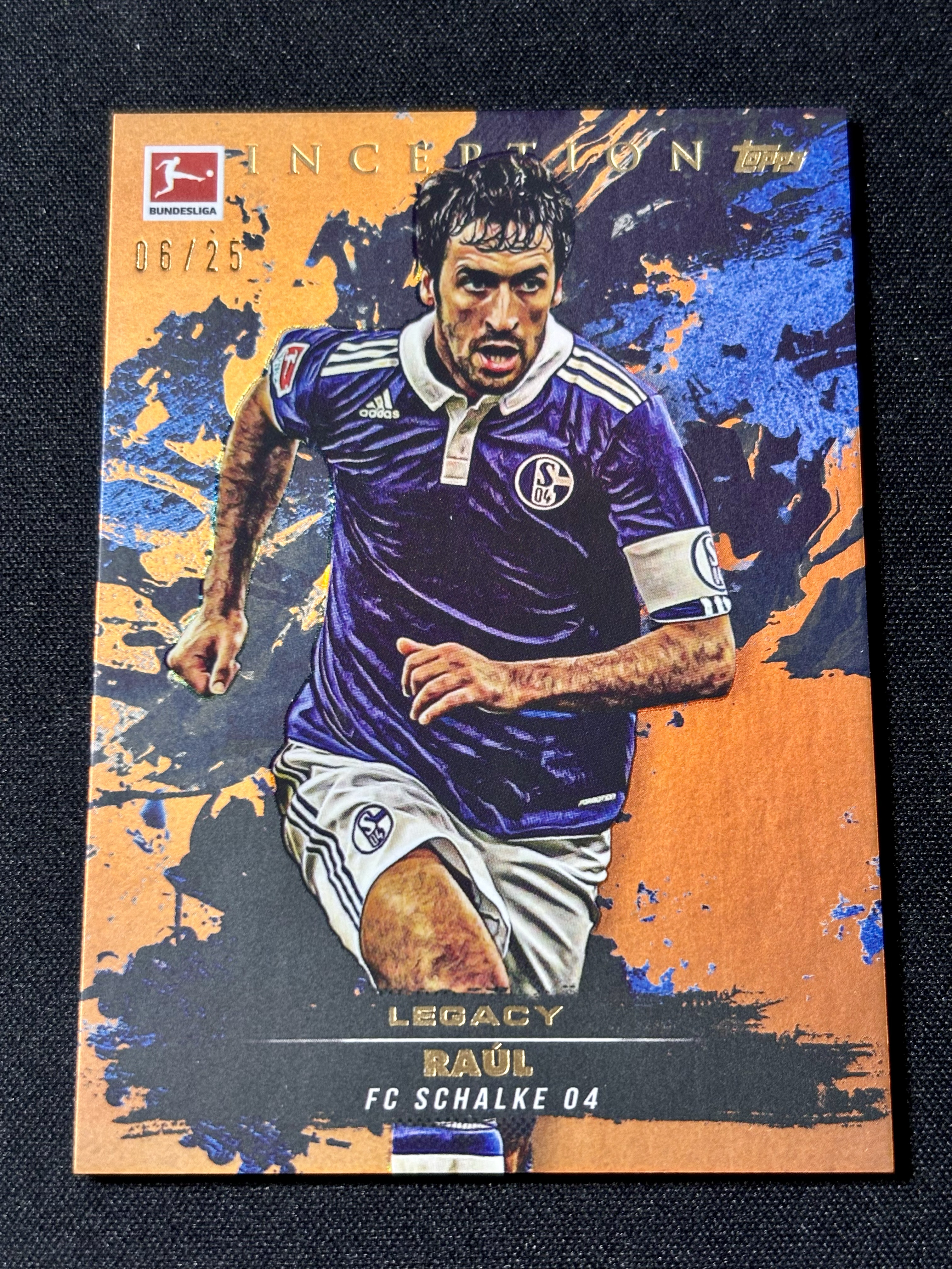 2024-25 Topps Inception Raúl 【信徒拍卖】德甲 盗梦 劳尔 6/25编 橙平行 沙尔克04 皇马 西班牙 传奇 指环王 卡品完好