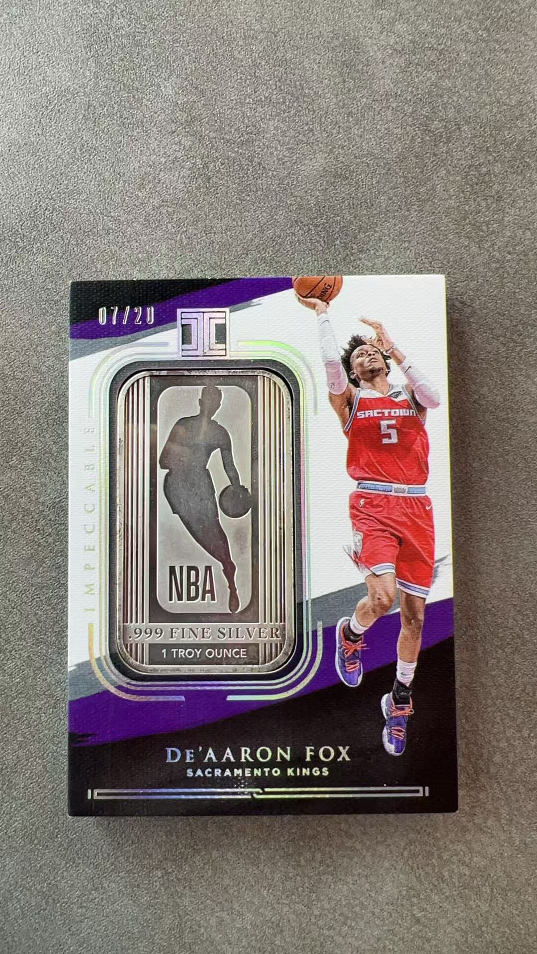 6458【330球星卡实体店代卖】2020-21 帕尼尼 小真金 达龙 福克斯 De'Aaron Fox 国王 实物银块 07/20编 卡品如图 仅顺丰寄付(AP9)