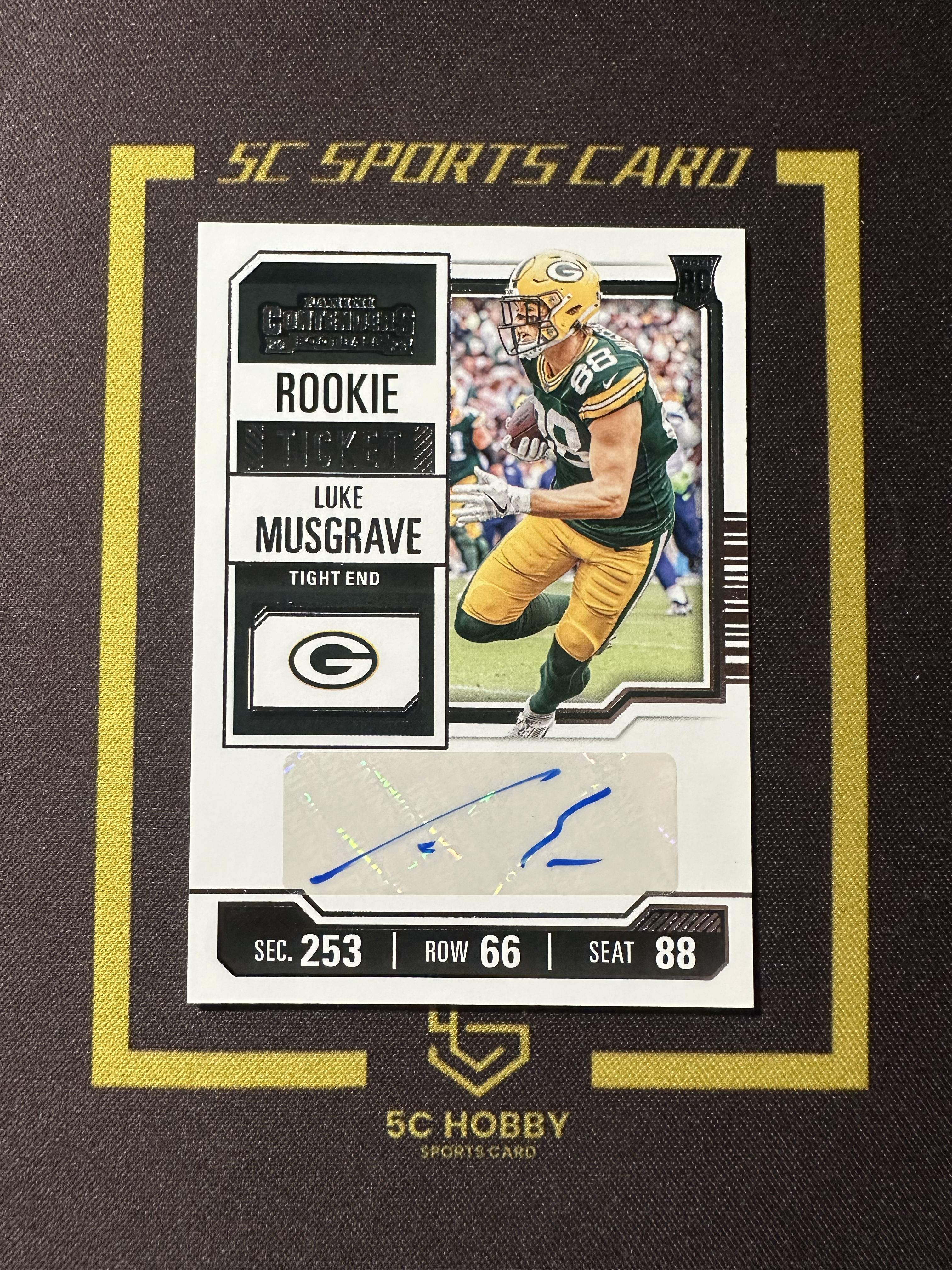 【主演出卡】2023 panini 橄榄球 contenders 球票系列 包装工 Luke Musgrave 新秀 球票 签字 卡品如图