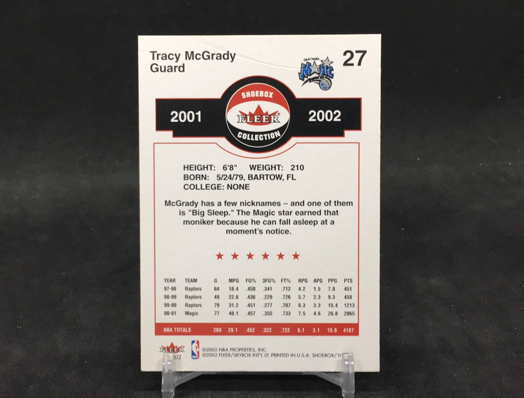 【DC拍卖】11.16 小科比 FLEER SHOEBOX 名人堂名宿 四大分卫之一 T-MAC 麦迪(微瑕)