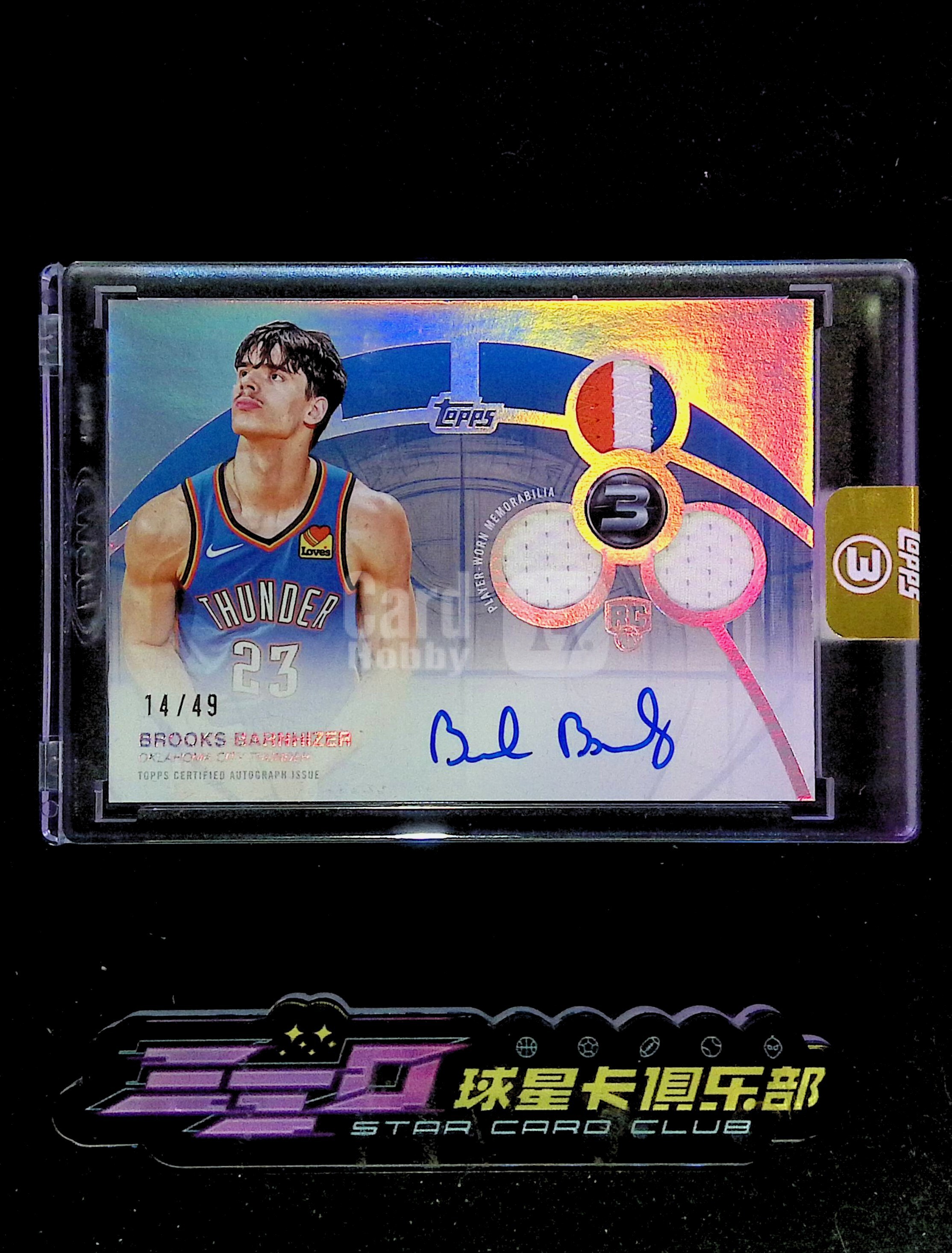 4315【330球星卡实体店代卖】2026 Topps three 3 巴恩海泽(Brooks Barnhizer)新秀 三窗球衣实物 签字 RPA 卡签 14/49编 原封砖(Donald)