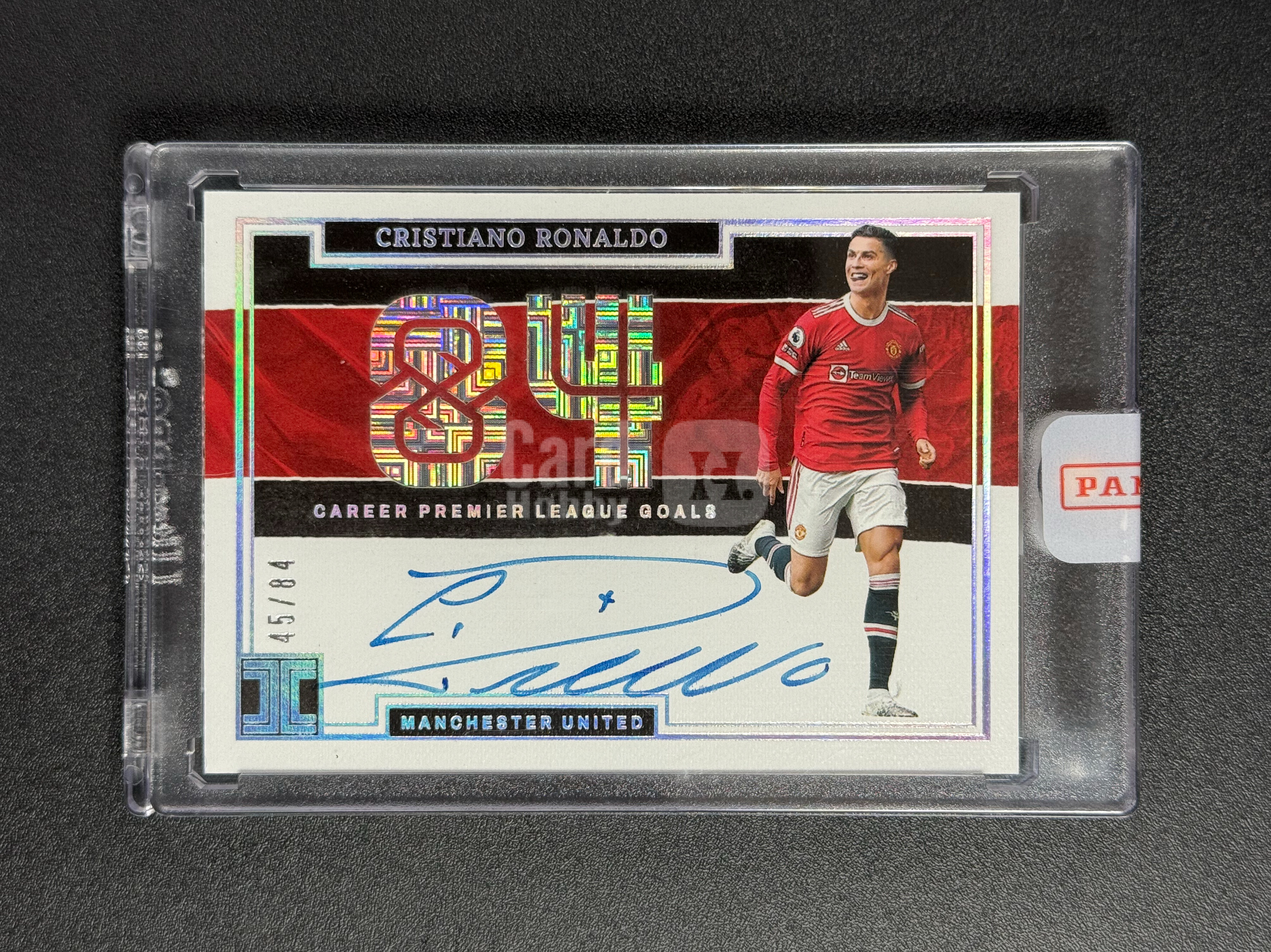 【帮主拍卖】2021-22 Panini Impeccable Cristiano Ronaldo 英超小真金 曼联 罗纳尔多 C罗 签字 卡签 英超生涯进球 数据签 单一平行 84编 原封砖 Ed