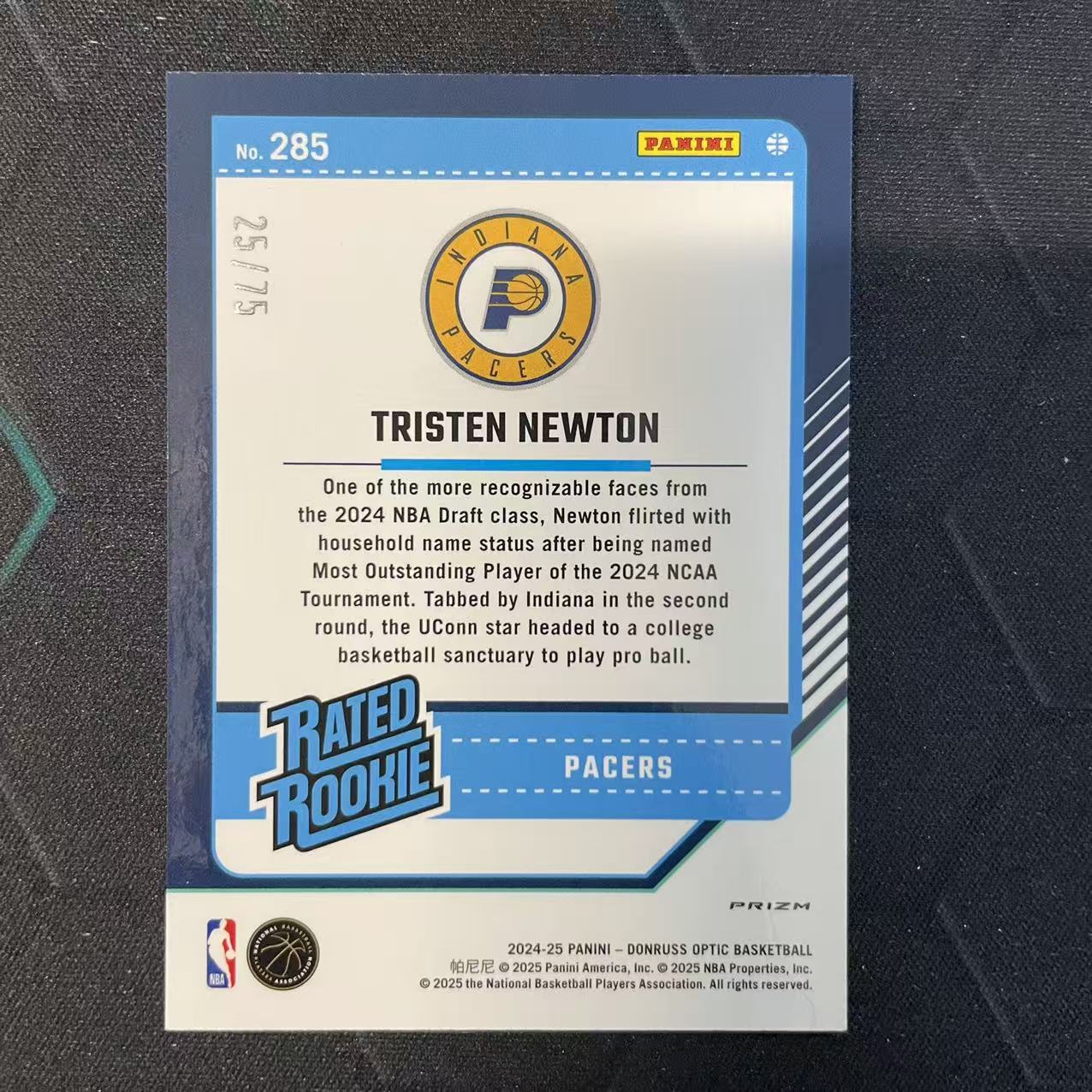 2024-25 Panini Donruss Tristen Newton 【阿福代卖】特里斯坦 牛顿 步行者 杜蕾斯op 电力折 黑金圈圈折 75编 收藏必备(行行行A)