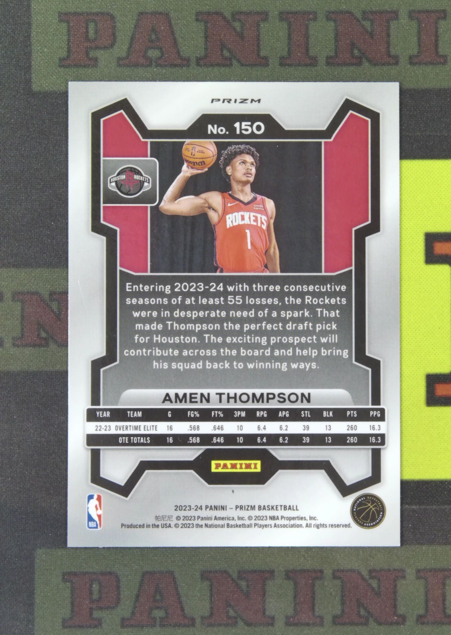 2023-24 Panini Prizm Amen Thompson RC Nirvana Project 阿门 汤普森 火箭 新秀 粉碎冰 折射 PZ 卡品如图 收藏必备 zz001