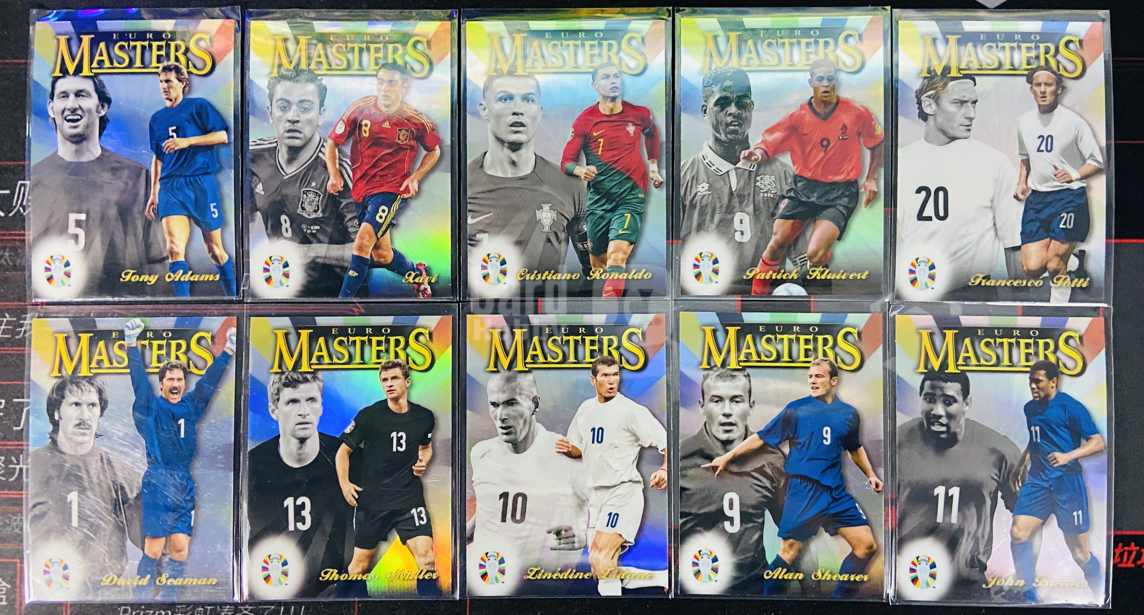 2023 Topps Finest Cristiano Ronaldo 欧洲杯 全套 10张 Euro Masters 大师特卡 C罗 齐达内 哈维 穆勒 托蒂 阿兰希勒等 银折 打包 万卡-双双
