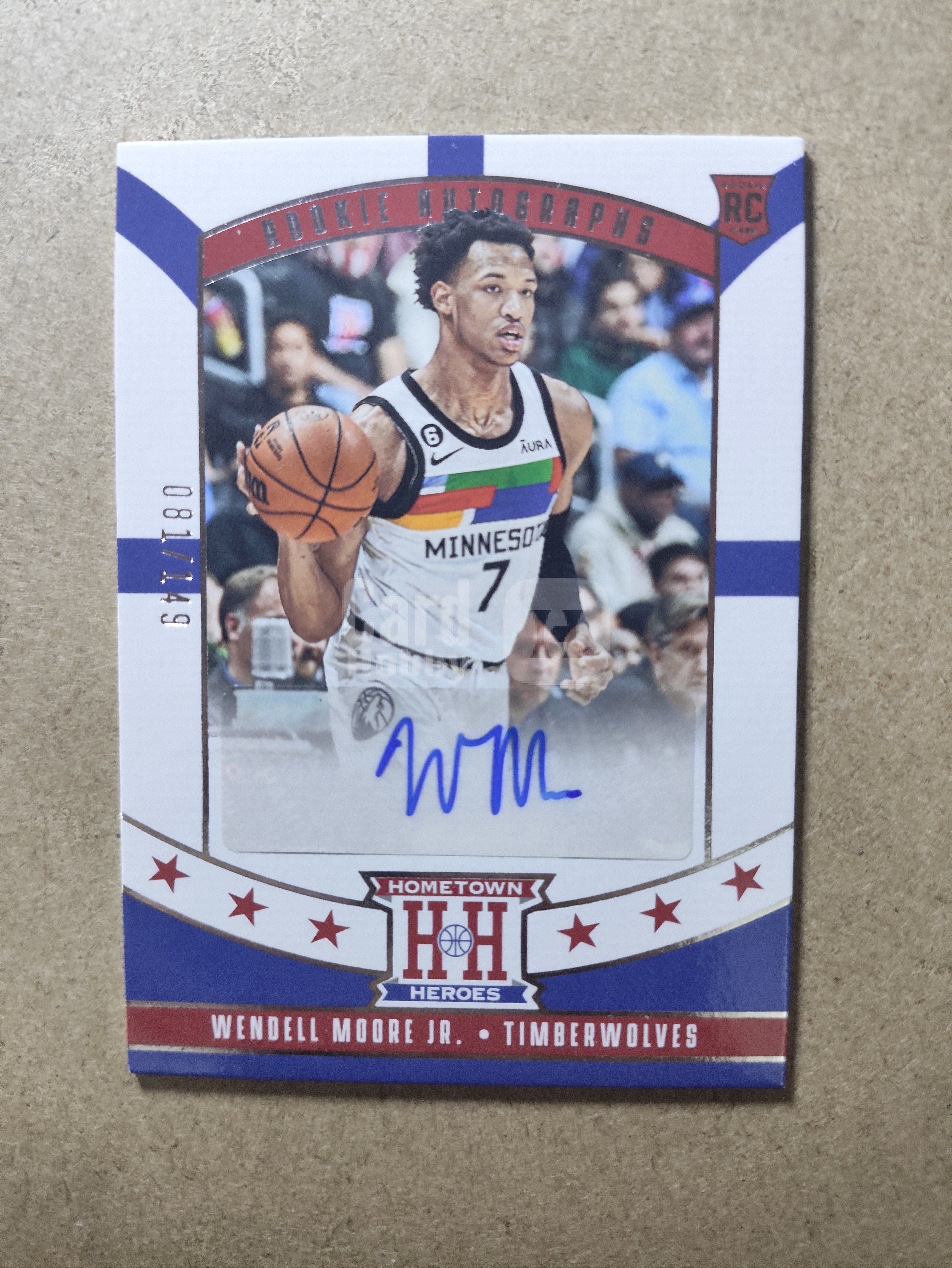 2022-23 Panini Chronicles Wendell Moore Jr. RC 编年史 温德尔摩尔 149编 RC新秀 签字贴签 森林狼 家乡英雄 卡品瑕疵如图 收藏必备 未来可期