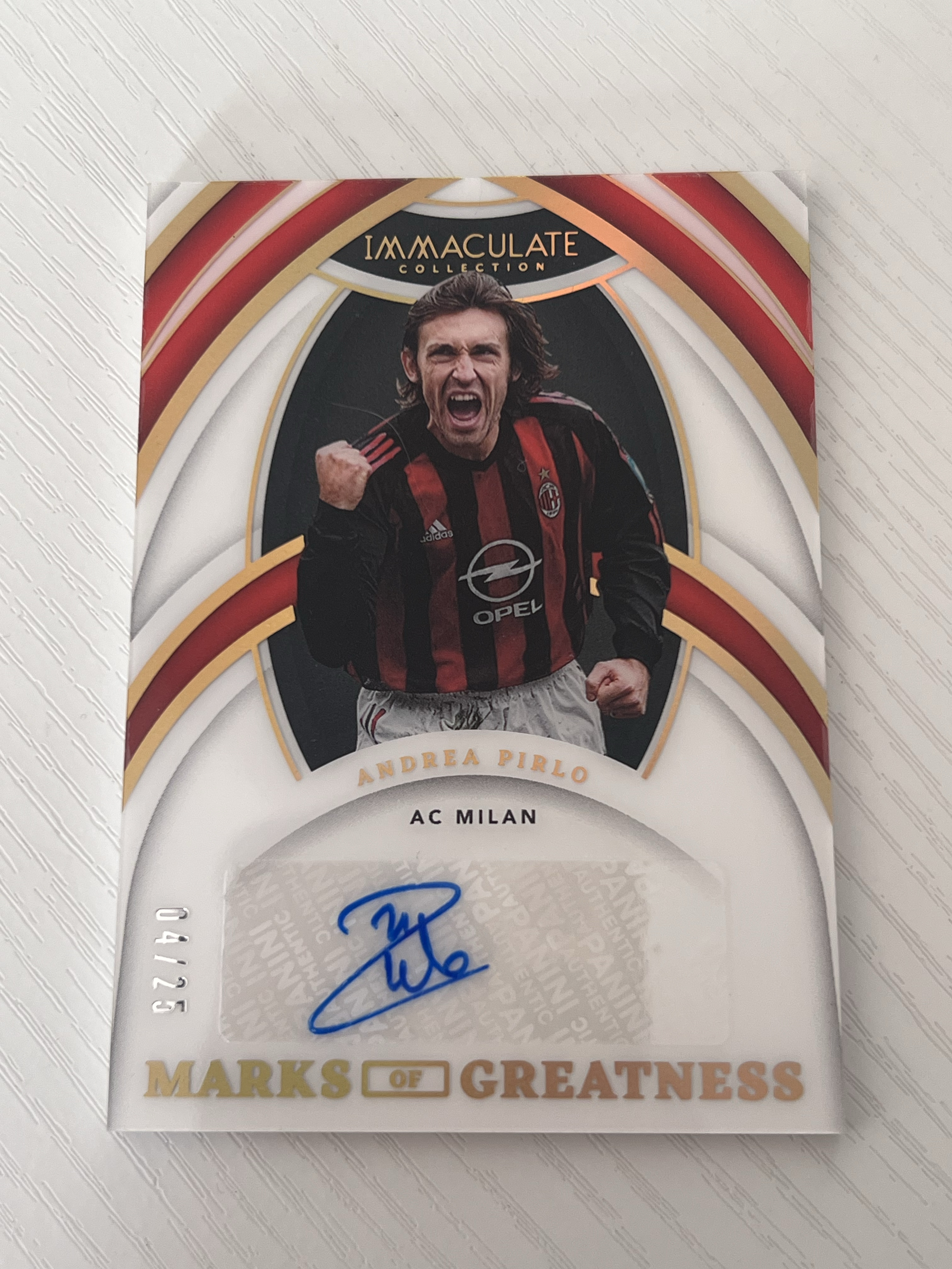 2022-23 Panini Immaculate Andrea Pirlo 皮尔洛 国米 米兰 尤文 意大利 帕尼尼 爱咪咪 4/25编 伟大签 单一平行 伟大印记