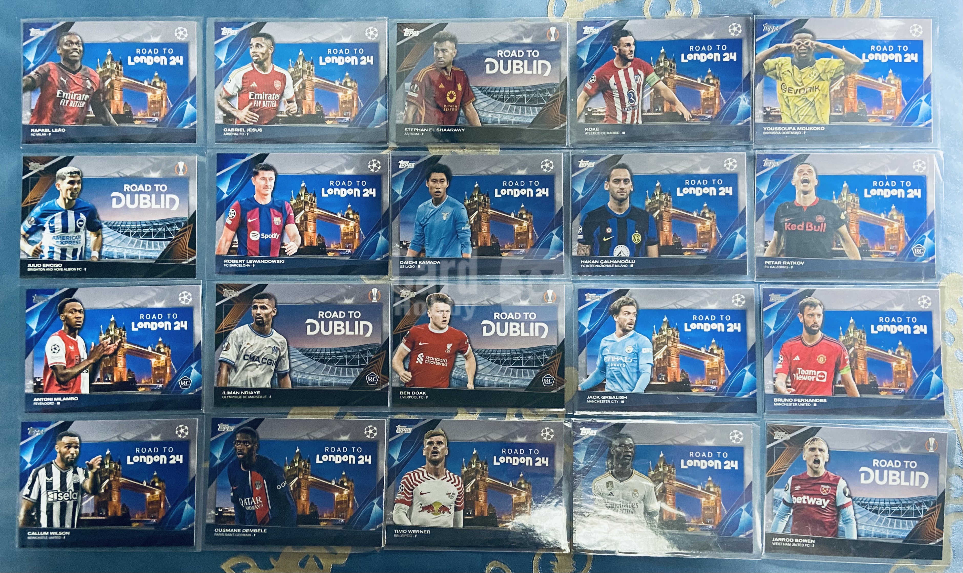 2024 Topps UCC Robert Lewandowksi 欧冠 全套 20张 都柏林 伦敦之路特卡 莱万 莱奥 登贝莱 B费 格拉利什 卡马文加 热苏斯等 lot 打包 万卡-双双