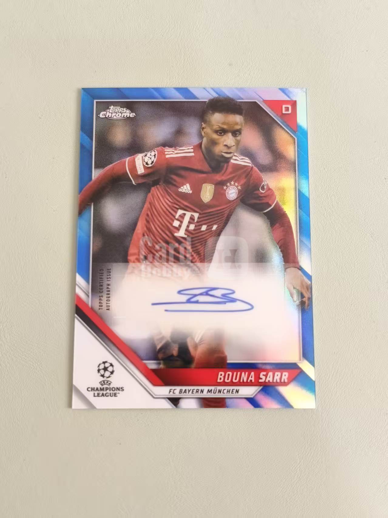 2022 Topps Chrome Bouna Sarr 布纳 萨尔 签字 蓝折 45/150编 欧冠 拜仁慕尼黑 拜仁 飞翼 卡品如图