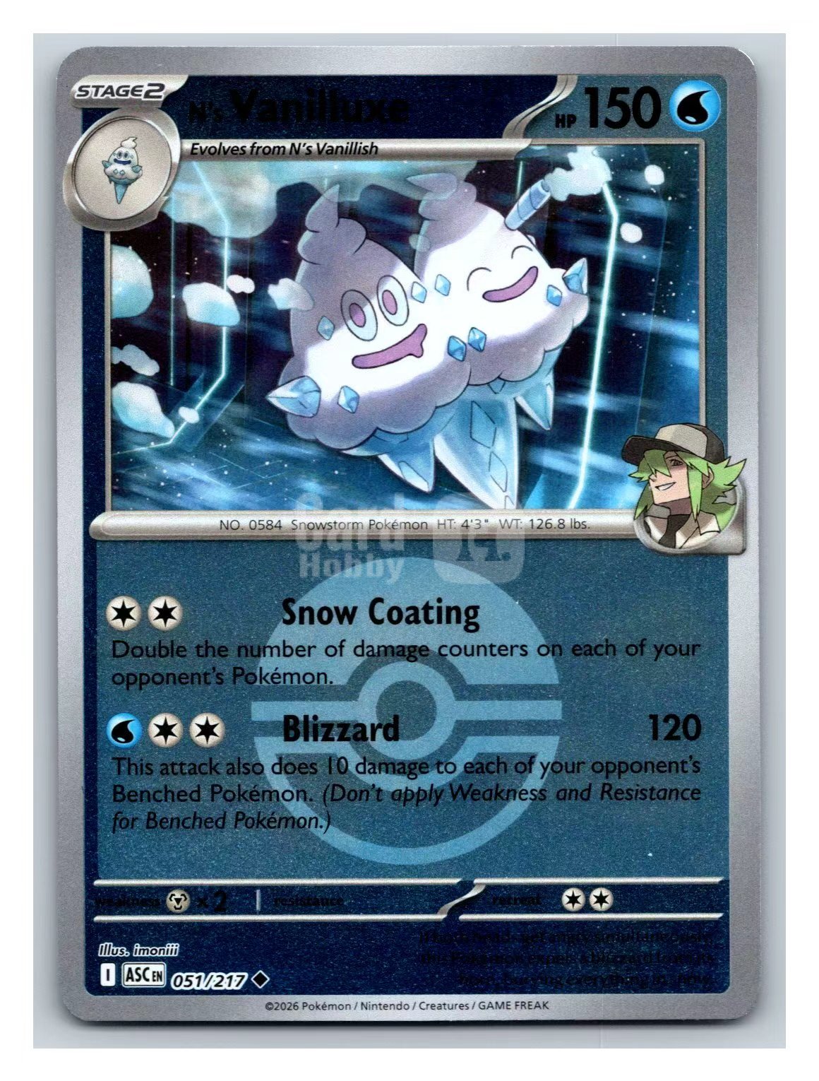 2026 Pokemon TCG MEGA Ascended Heroes Vanilluxe en 宝可梦 ASC 51/217 美版 N的双倍多多冰 闪卡 卡品如图