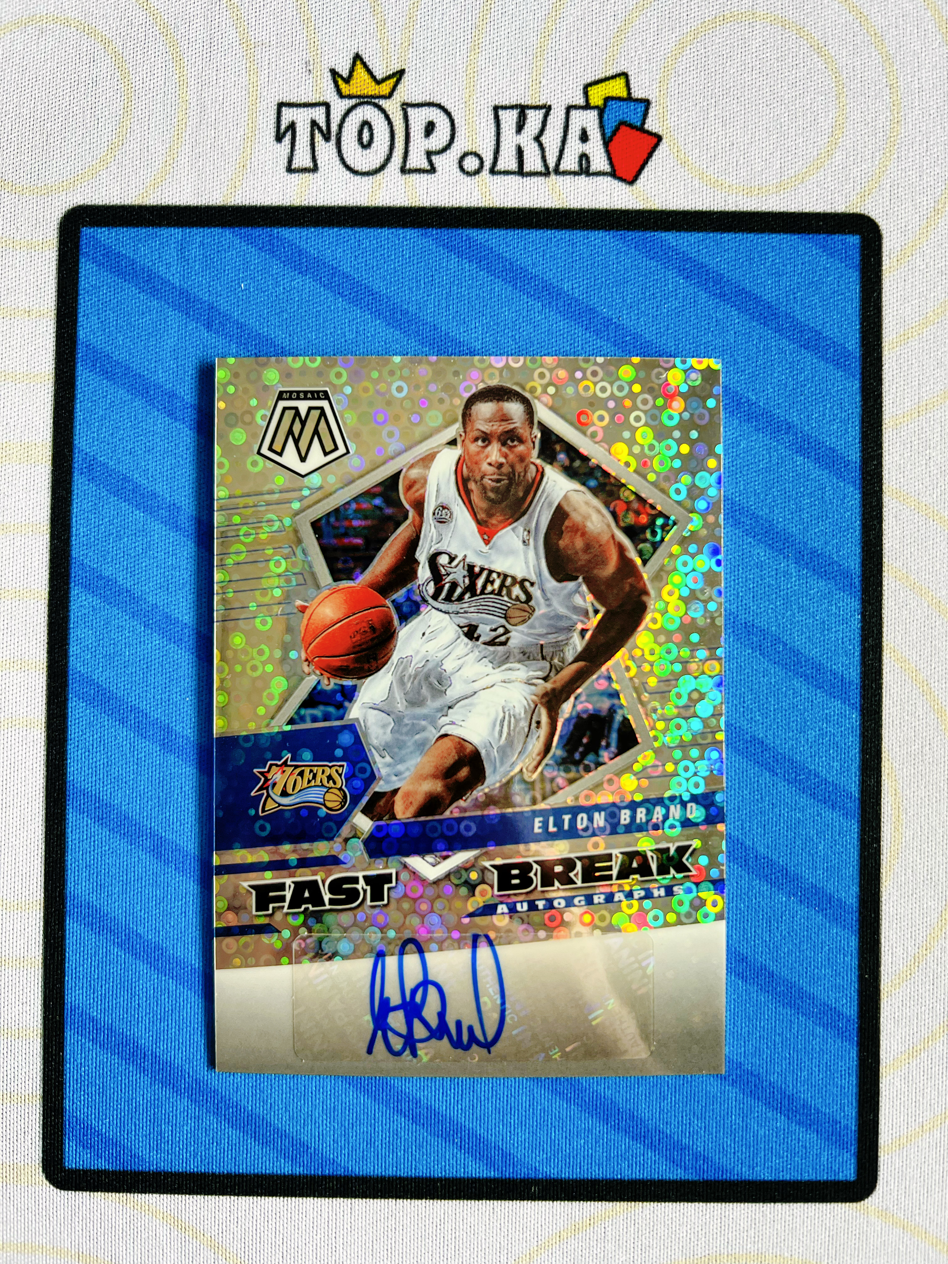 【顶尖卡社】2021-22 Panini Mosaic Elton Brand 马赛克 76人 埃尔顿 布兰德 签字 快攻签 银泡泡折 折射 签名 详情看描述 瑕疵如图【陌上】