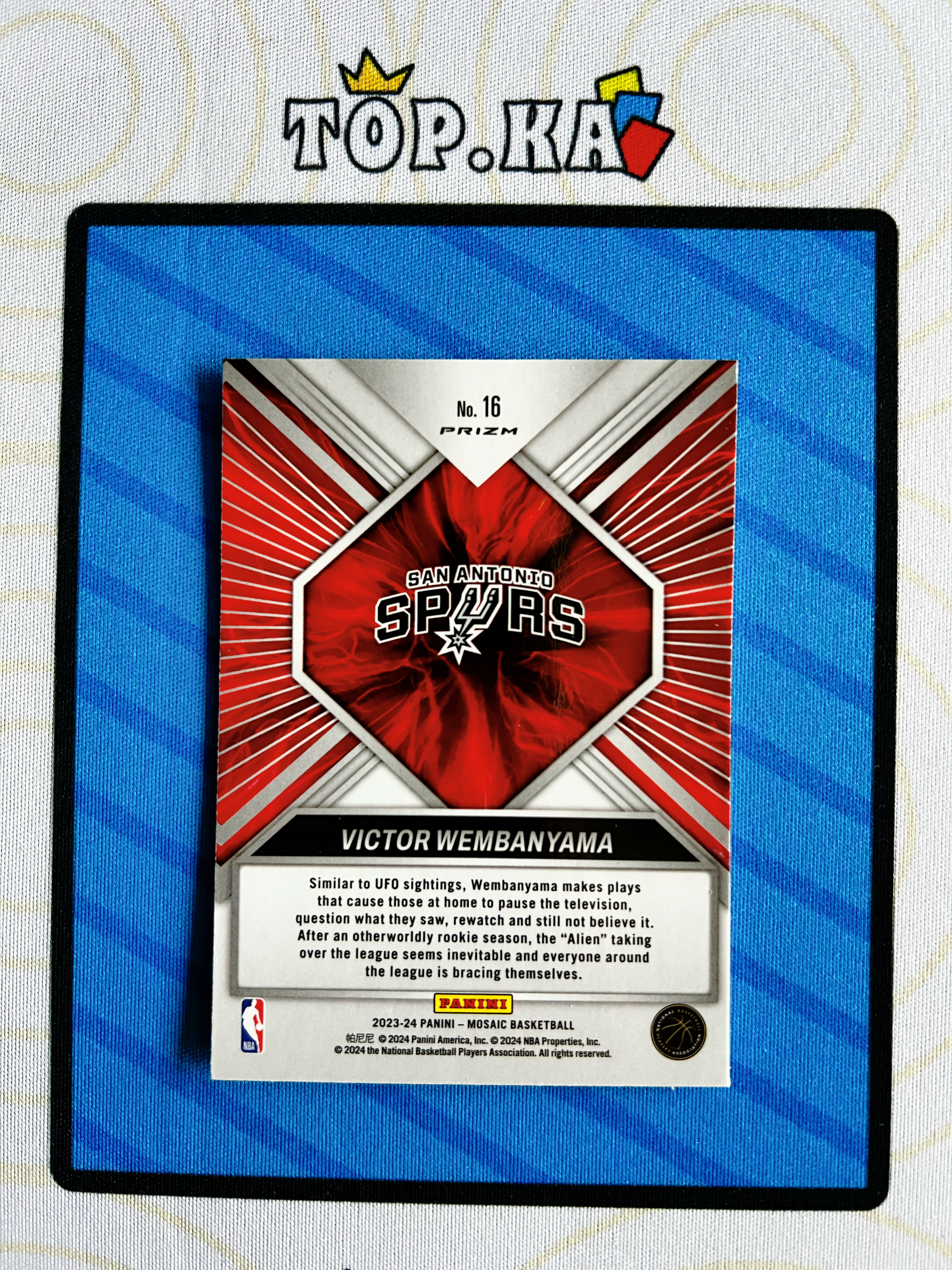 【顶尖卡社】2023-24 Panini Mosaic Victor Wembanyama RC 马赛克 马刺 新秀 文班亚马 马赛克折 Overdrive 超载 特卡 详情看描述 卡品如图【灰】