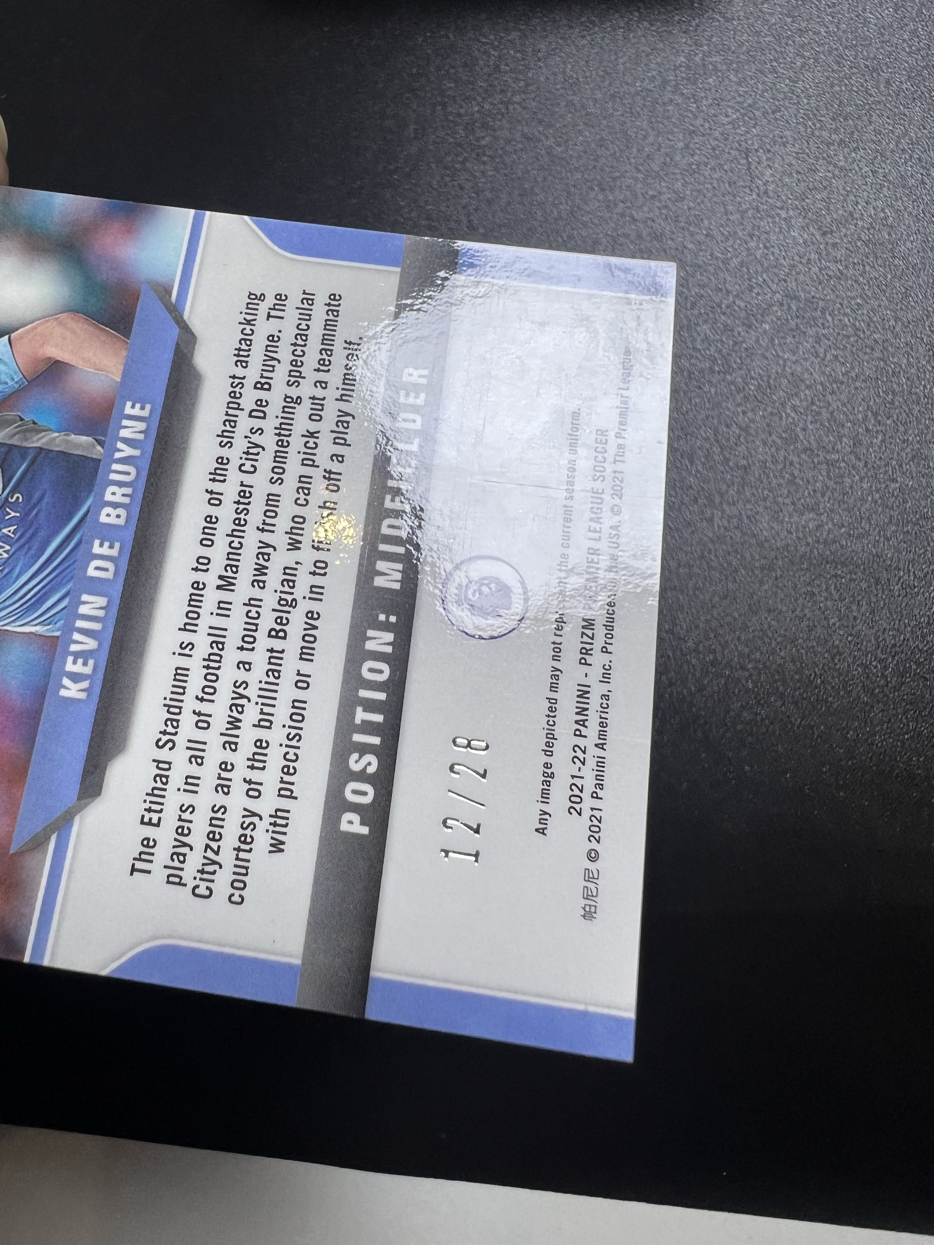 2021-22 Panini Prizm Kevin De Bruyne 德布劳内 丁丁 曼城 足球英超PZ 12/28编 红星折 折射 李哥 叉叉拍卖