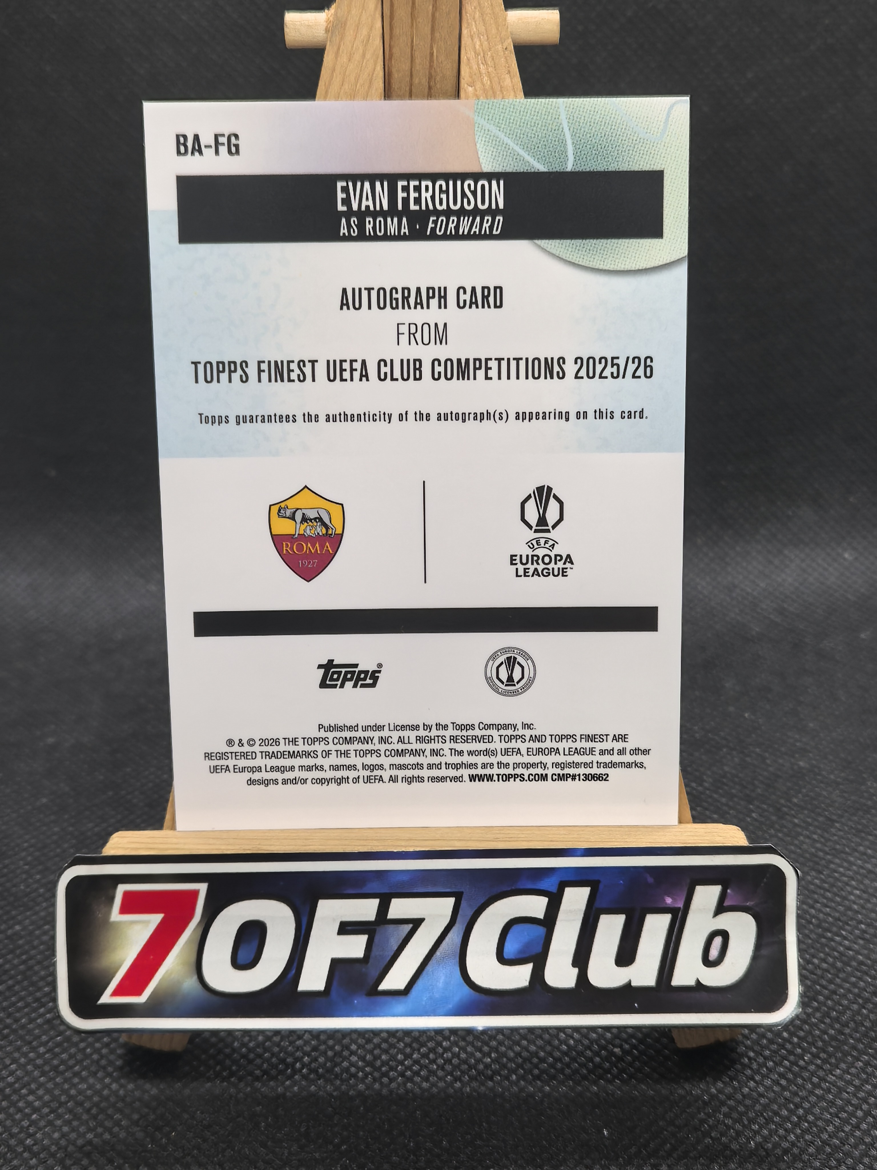2026 【7OF7Club拍卖】 Finest Evan Ferguson 弗格森 150编 蓝折 罗马 卡品如图 LZ0804