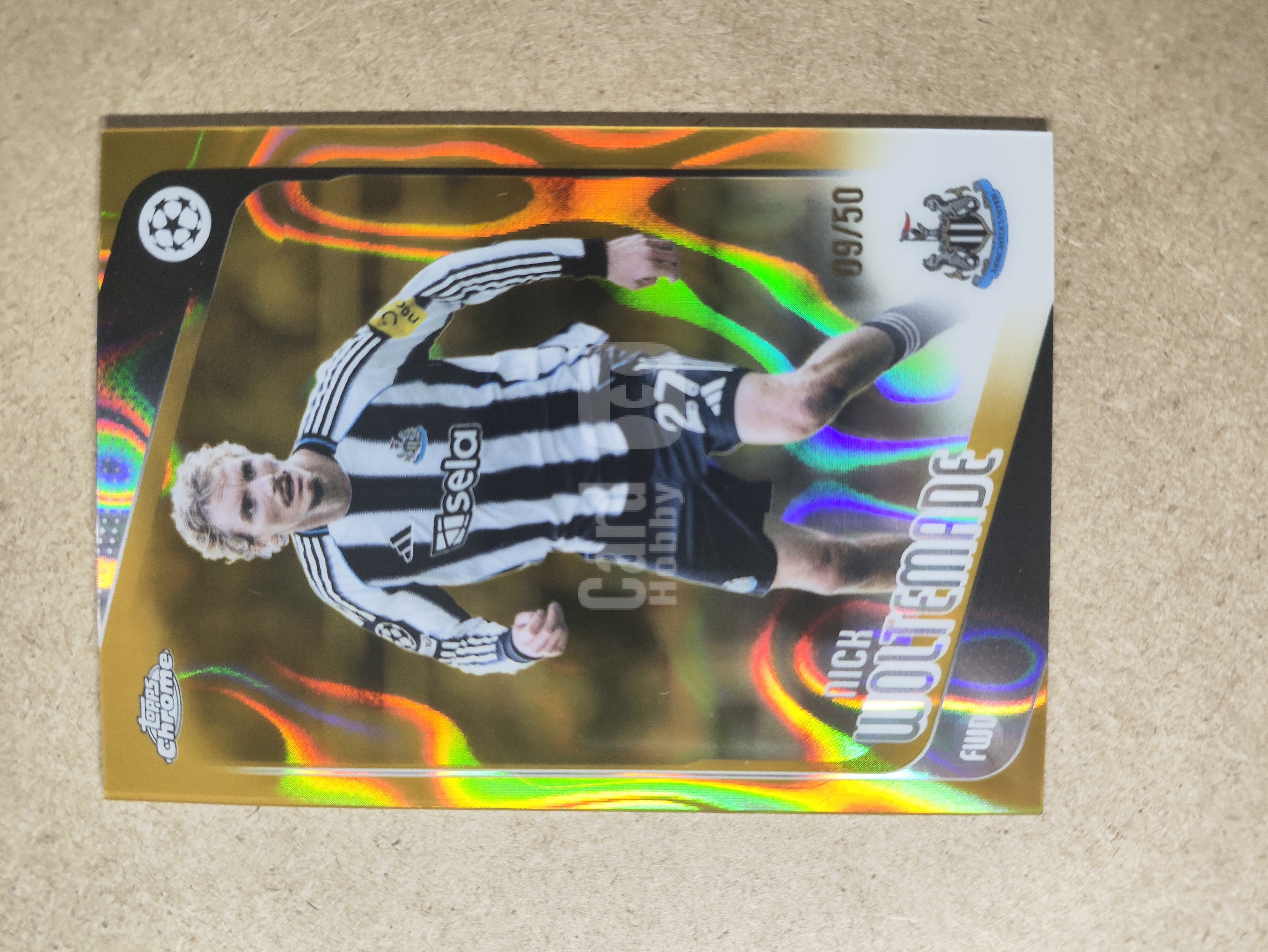 2026 Topps Chrome Nick Woltemade 欧战 欧冠 蓝宝石 沃尔特马德 纽卡斯尔 09/50编 金碎冰折 卡品如图 未来可期 收藏必备
