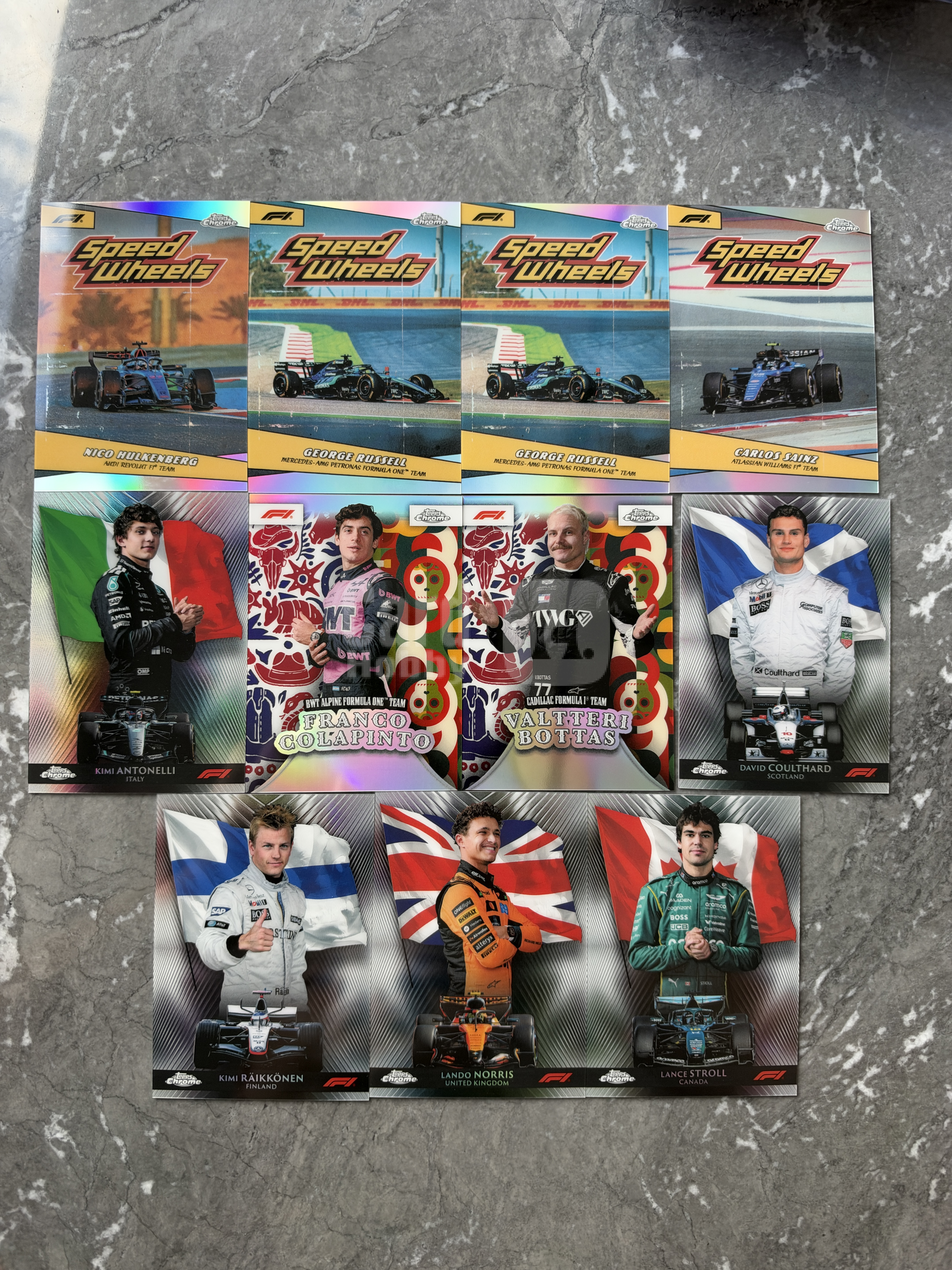 2026 Topps Chrome F1 多款特卡 打包23张（安东内利、诺里斯、莱科宁、拉塞尔、维斯塔潘）