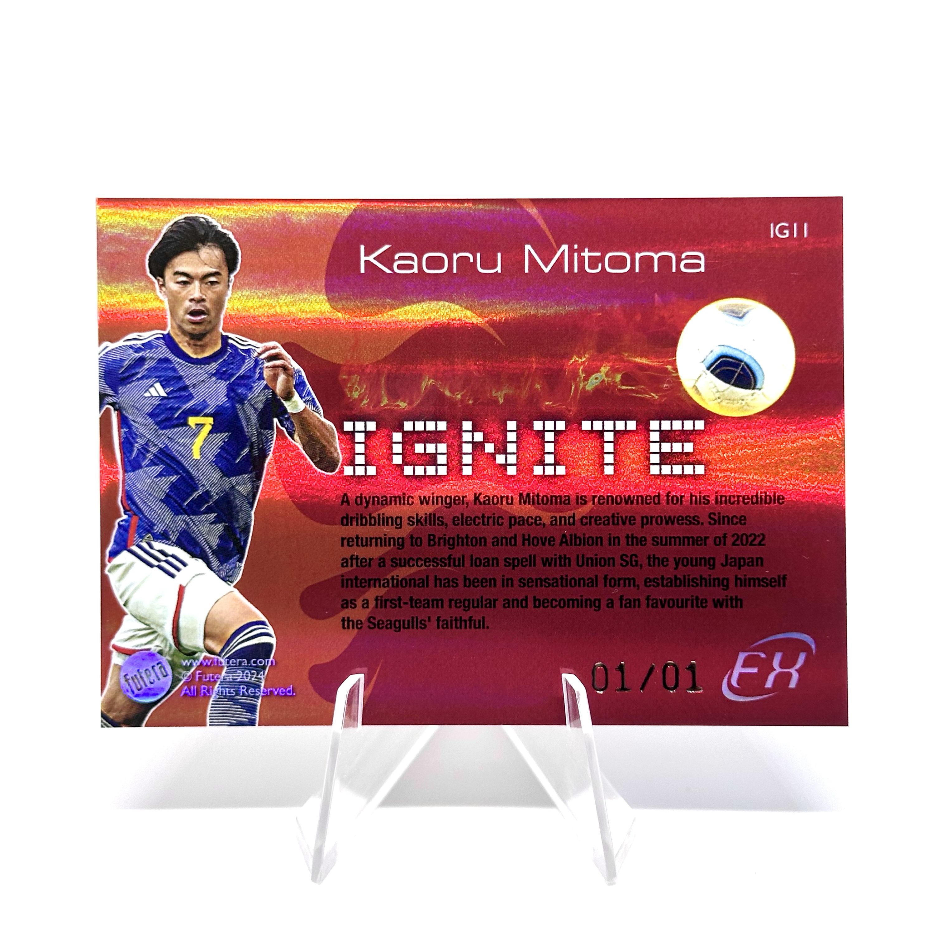 2024 futera Diamond Box 1of1 Japan Kaoru Mitoma IGNITE 01/01 1/1编 三笘薰 日本 限量一盒的钻石盒中拆出 福特拉 布莱顿 三球王