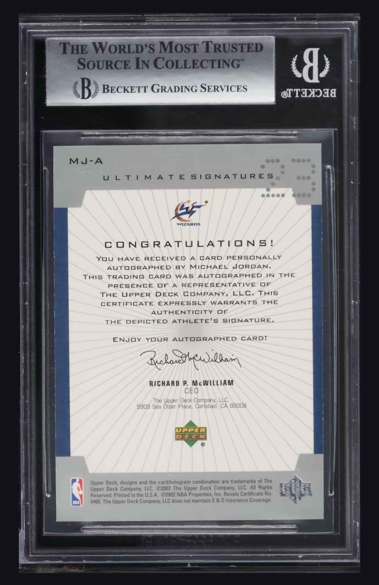 【小柴拍卖】2002 Upper Deck Ultimate Michael Jordan ##MJ-A BGS8.5 迈克尔 乔丹 签字 卡签 投资收藏必备 奇才 公牛 评级卡 终极系列 飞人 神 三神之首 侠客03