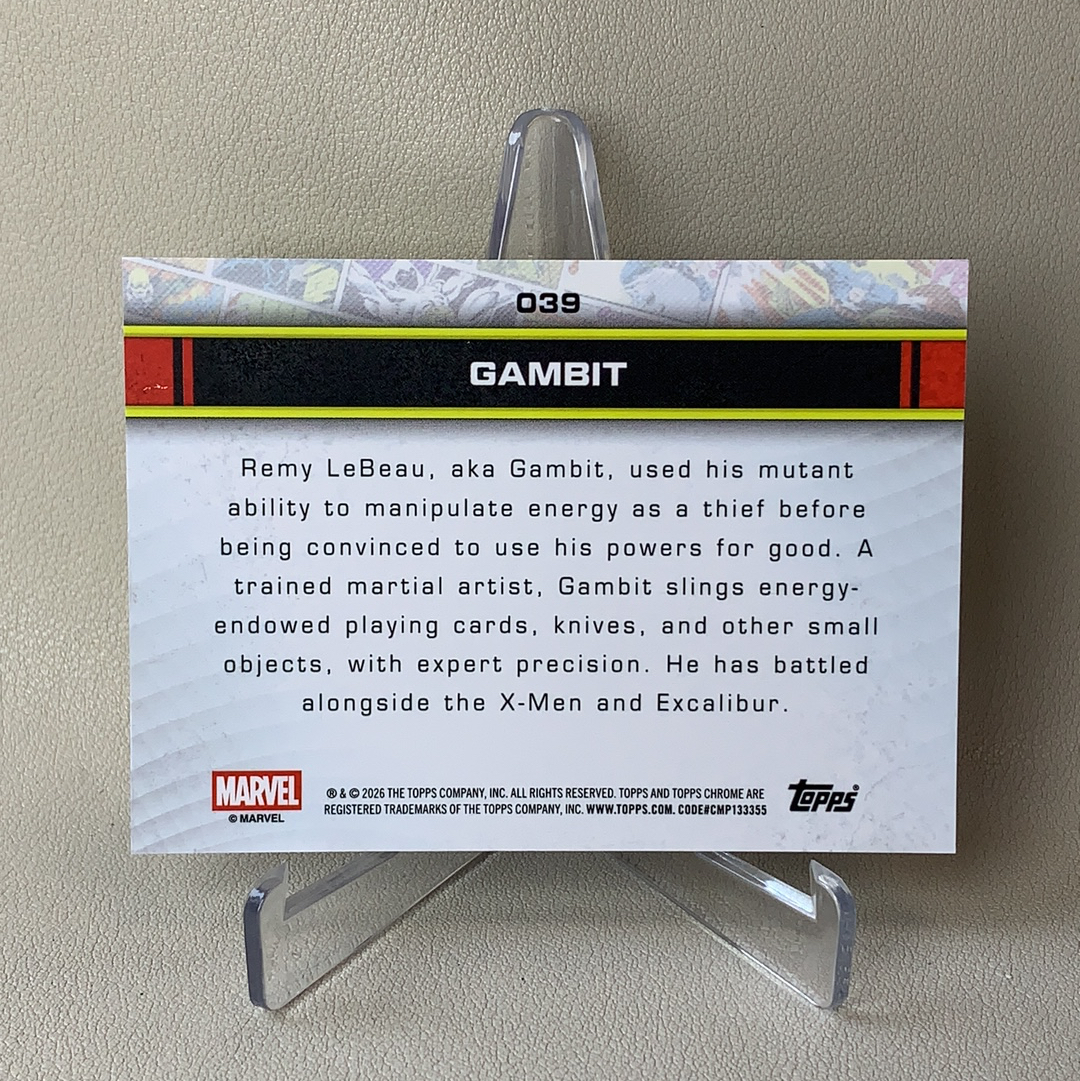 2026 Topps Marvel (MCU) Comics Chrome 漫威TC Gambit 牌皇 183/275编 黄折 折射 品相如图 凑套必备 佑哥