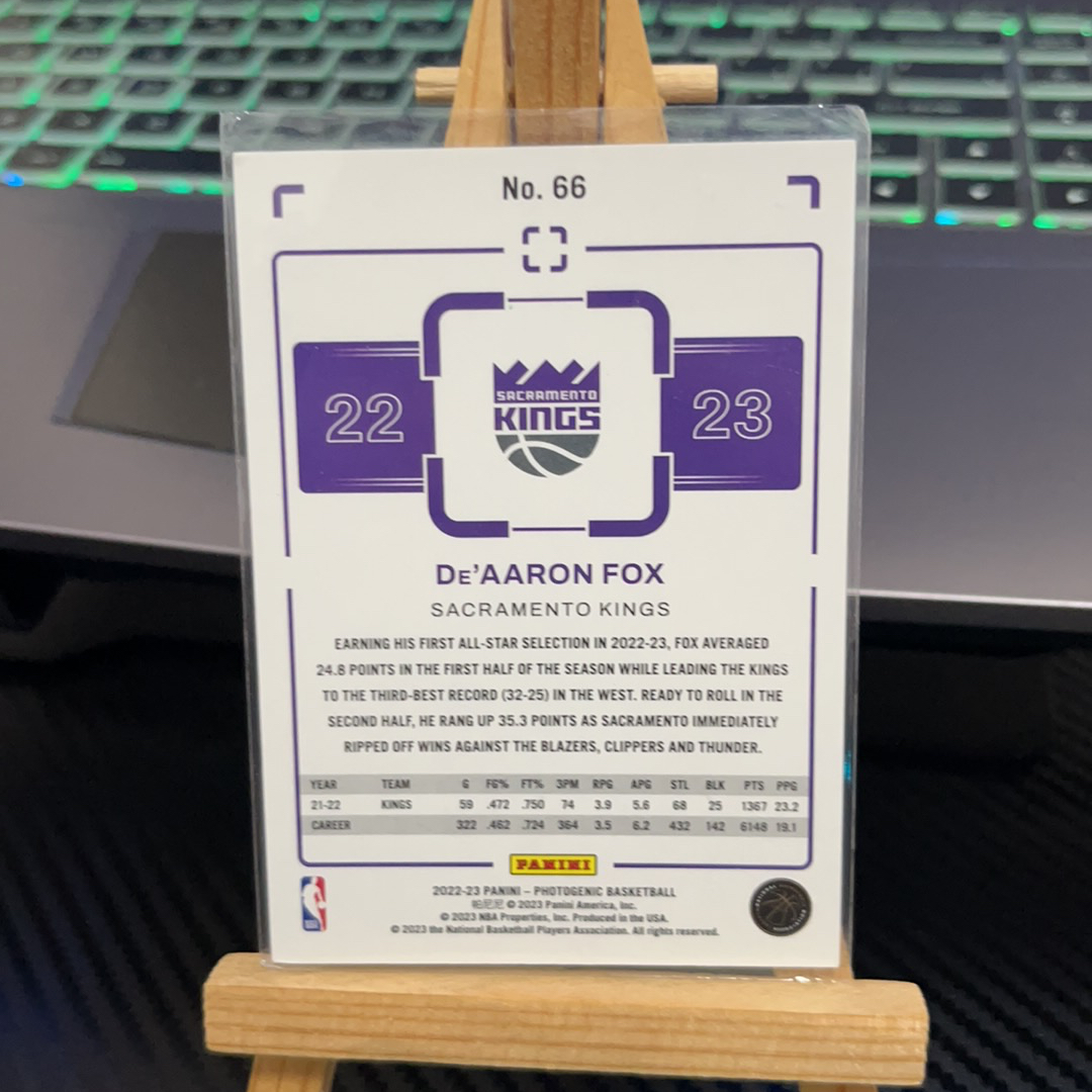 2022-23 Panini PaniniPhotoGenicNBA De'Aaron Fox 达龙 福克斯 国王 上镜系列 卡品如图 瑕疵看图 凑图必备 值得收藏!