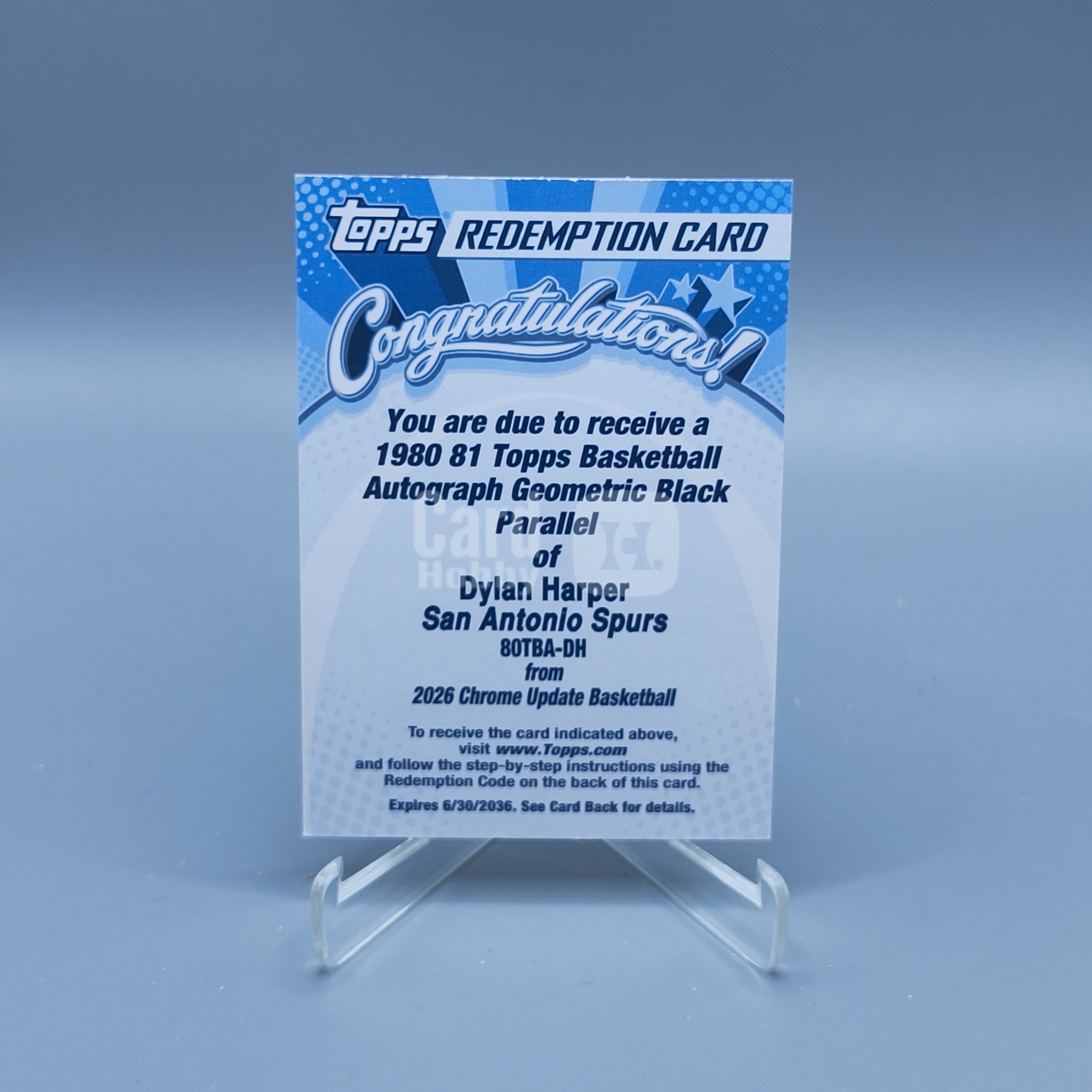 【UD代卖最高预付80%-屋顶苏哥】2025-26 Topps Chrome Update 篮球TCU Dylan Harper 迪伦 哈珀 马刺 新秀 RC 1980-81 复古签 卡签 签字 签名 /10编 黑几何折 低编 交换板不发码