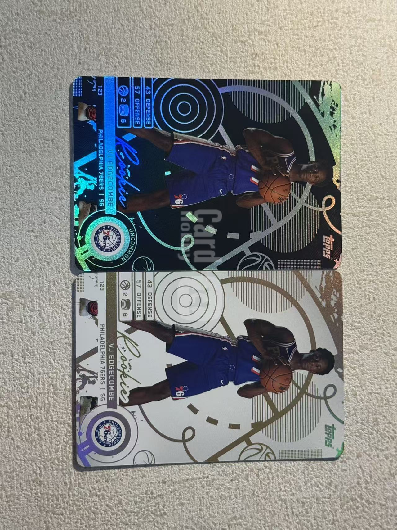 2025 Topps Match Attax Valdez VJ Edgecombe Jr RC 游戏版 76人 新秀rc vj 埃奇库姆 黑折 白平行 折射 sp 2张打包 经典选图 收藏必备