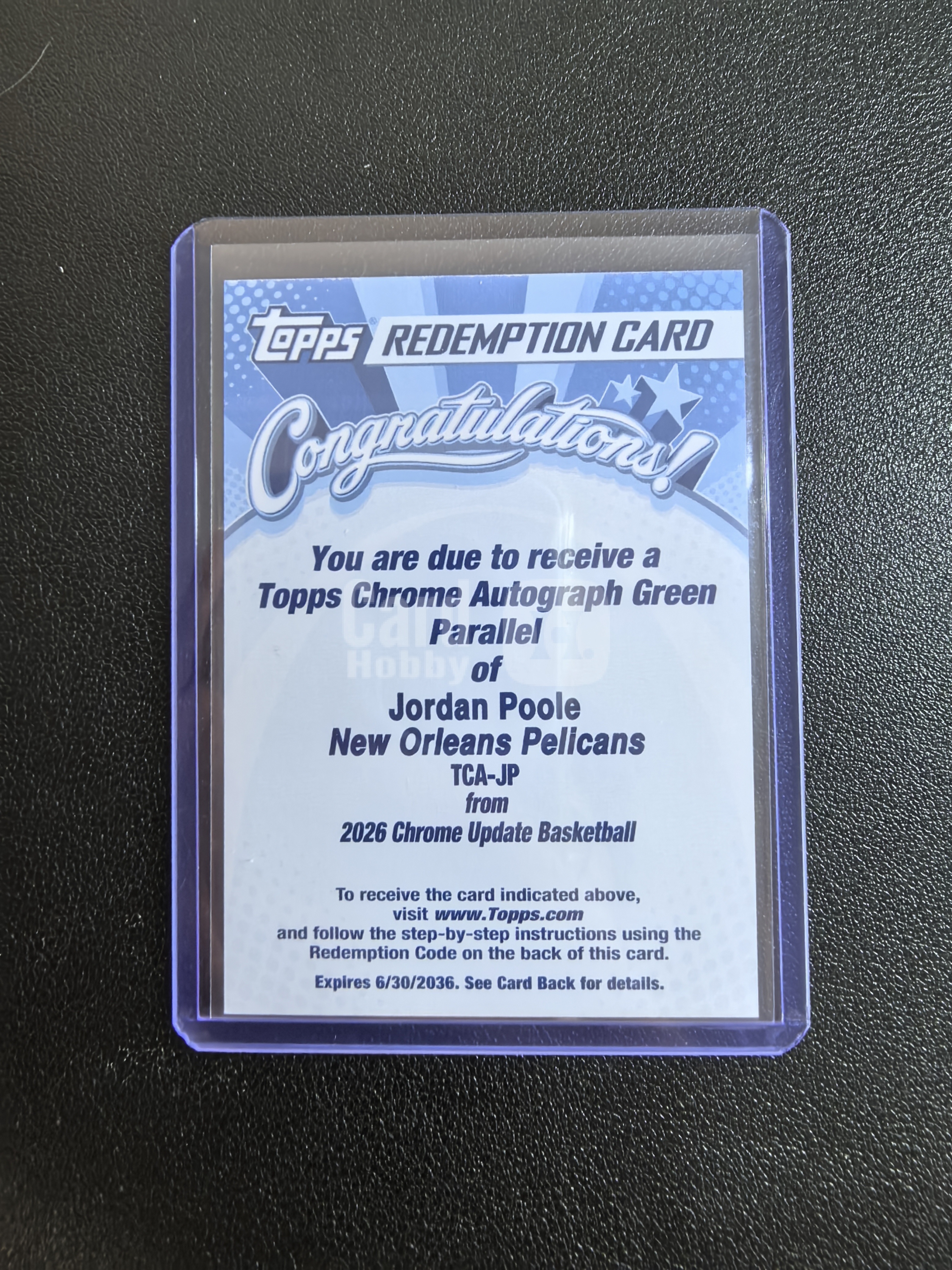 2025-26 Topps Chrome Update Jordan Poole 鹈鹕 乔丹普尔 签字 99编 绿折 交换板 只发板不发码 详情见图 收藏必入 七哥