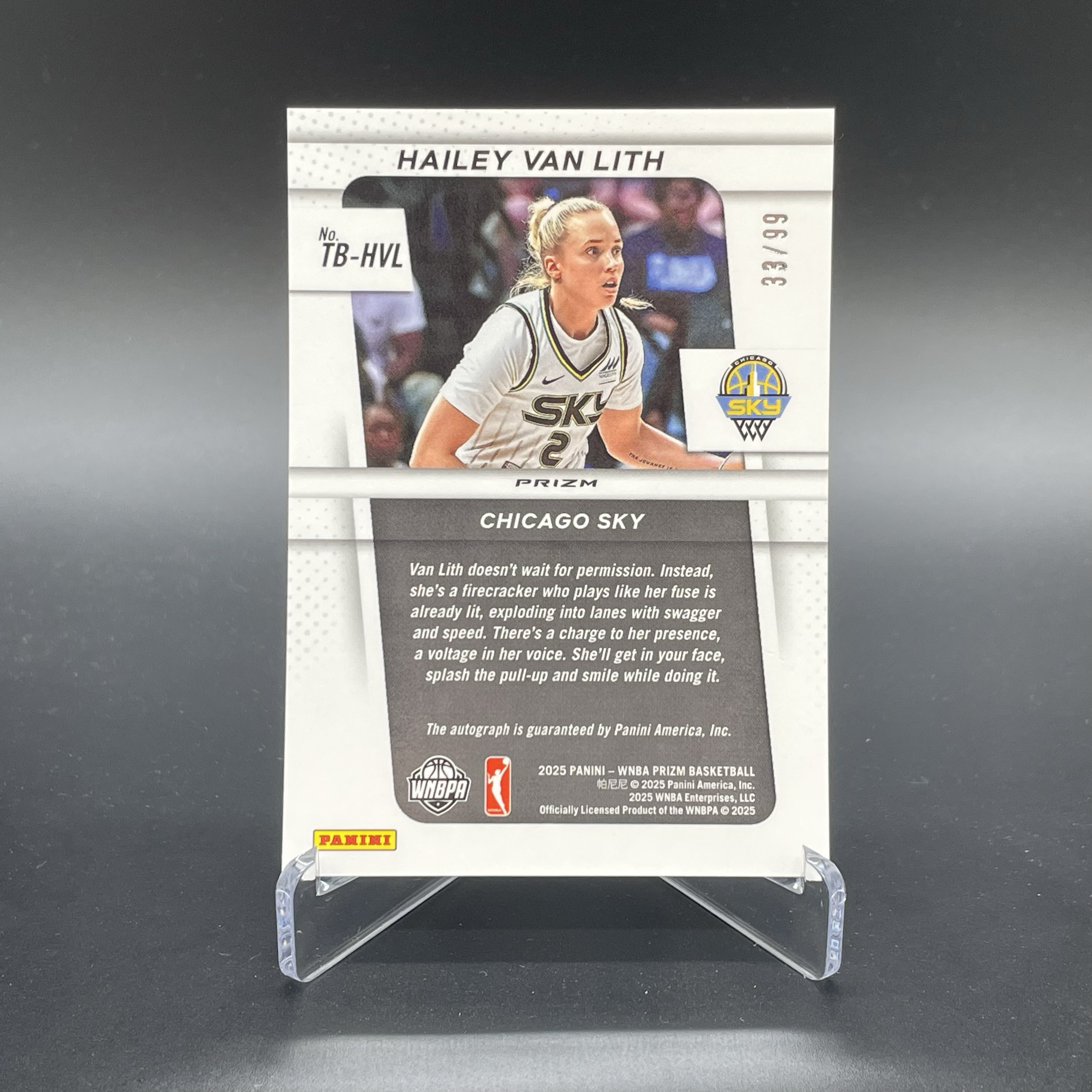 2025 Panini WNBA Prizm Hailey Van Lith RC 【无界代卖】女篮 芝加哥天空 新秀 海莉 范丽丝 范里斯 99编 签字 红折 品墨如图 不累计 阿岳