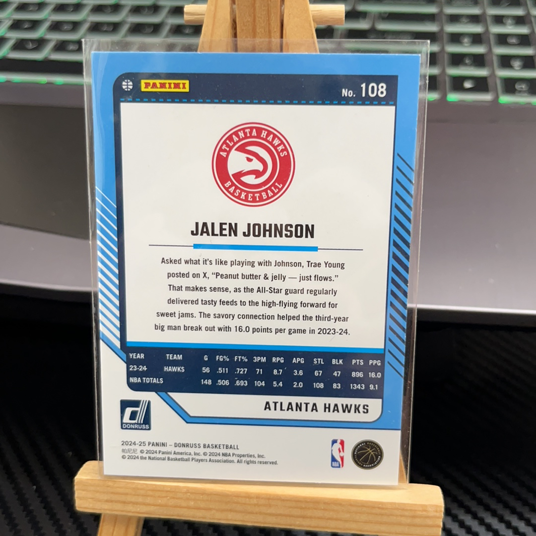 2024-25 Panini Donruss Jalen Johnson 杰伦 约翰逊 老鹰 折射 杜蕾斯 卡品如图 凑图必备 值得收藏!免费代卖!