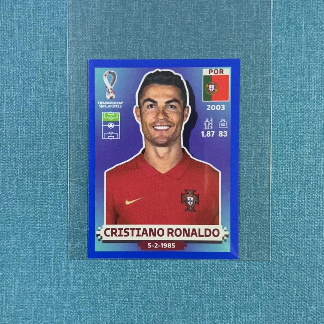 2022 Panini 世界杯 贴纸 Cristiano Ronaldo 克里斯蒂亚诺 罗纳尔多 C罗 蓝平行 葡萄牙 皇家马德里 皇马 卡品如图 DMG