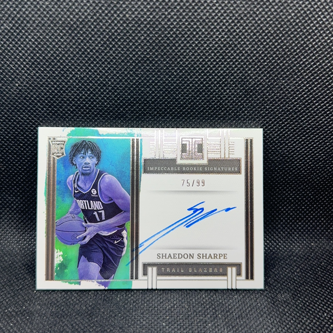【Roseee代卖】 2022-23 Panini Impeccable Shaedon Sharpe 小真金 开拓者 新秀RC 谢登夏普 99编 签字卡 卡签 徐哥