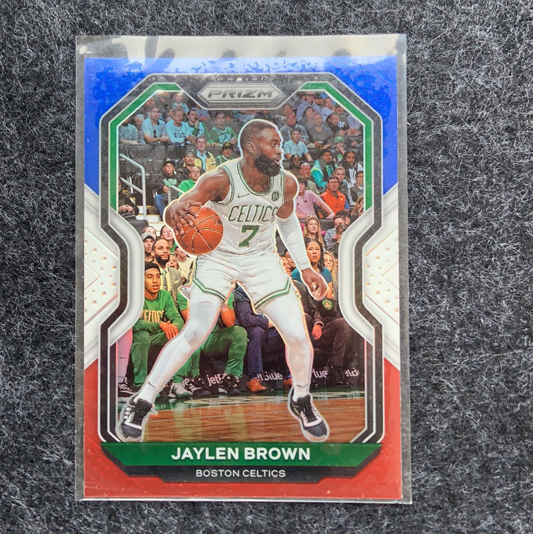 2020-21 Panini Prizm Jaylen Brown PZ 凯尔特人 杰伦 布朗 折射 蓝白红 三色折 专收必备 瑕疵如图 杰-接上拍