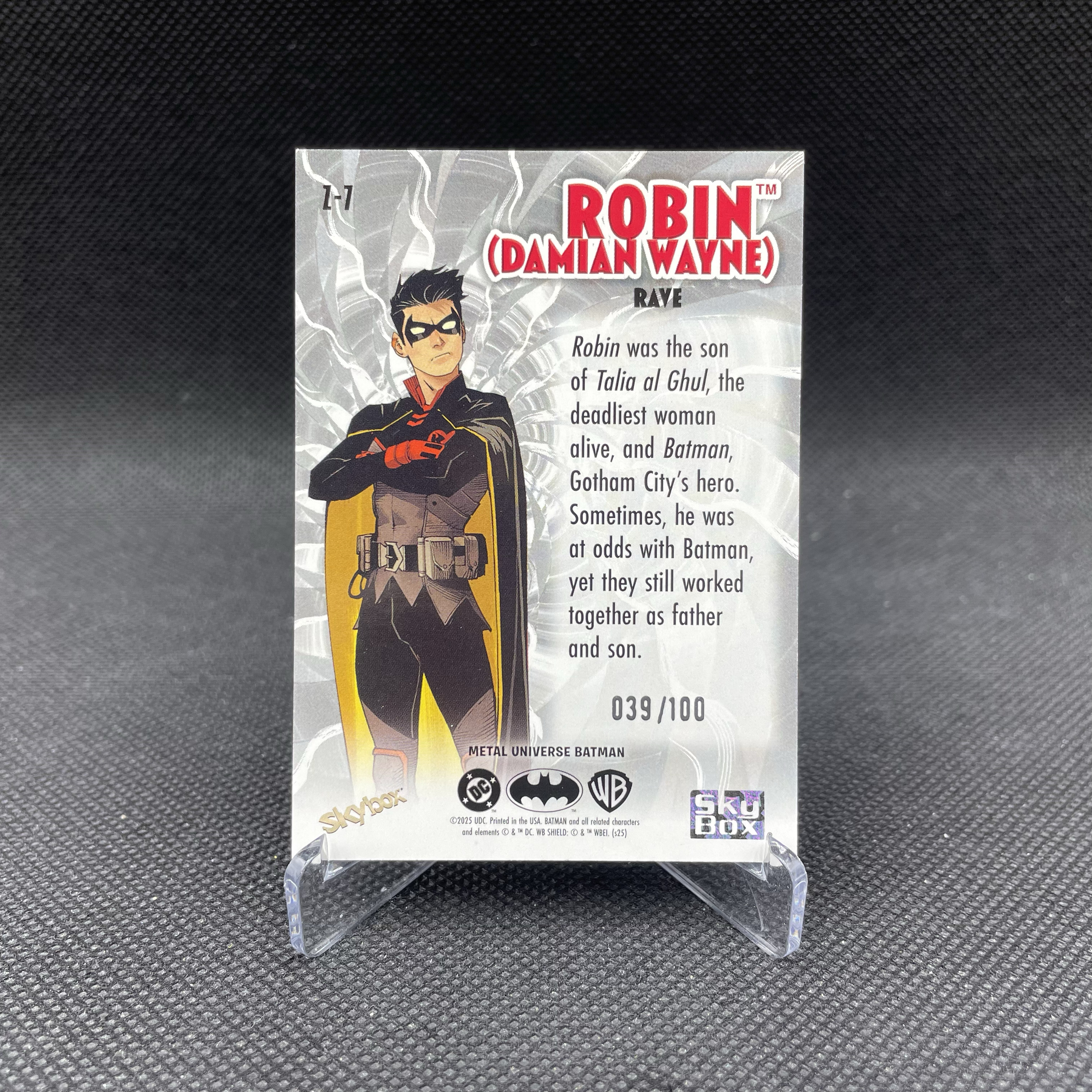 2025 SkyBox Marvel(MCU) Metal Universe Robin Damian Wayne DC 蝙蝠侠 金属宇宙 罗宾 100编 Z-Force 特卡 品如图 不累计 大鱼