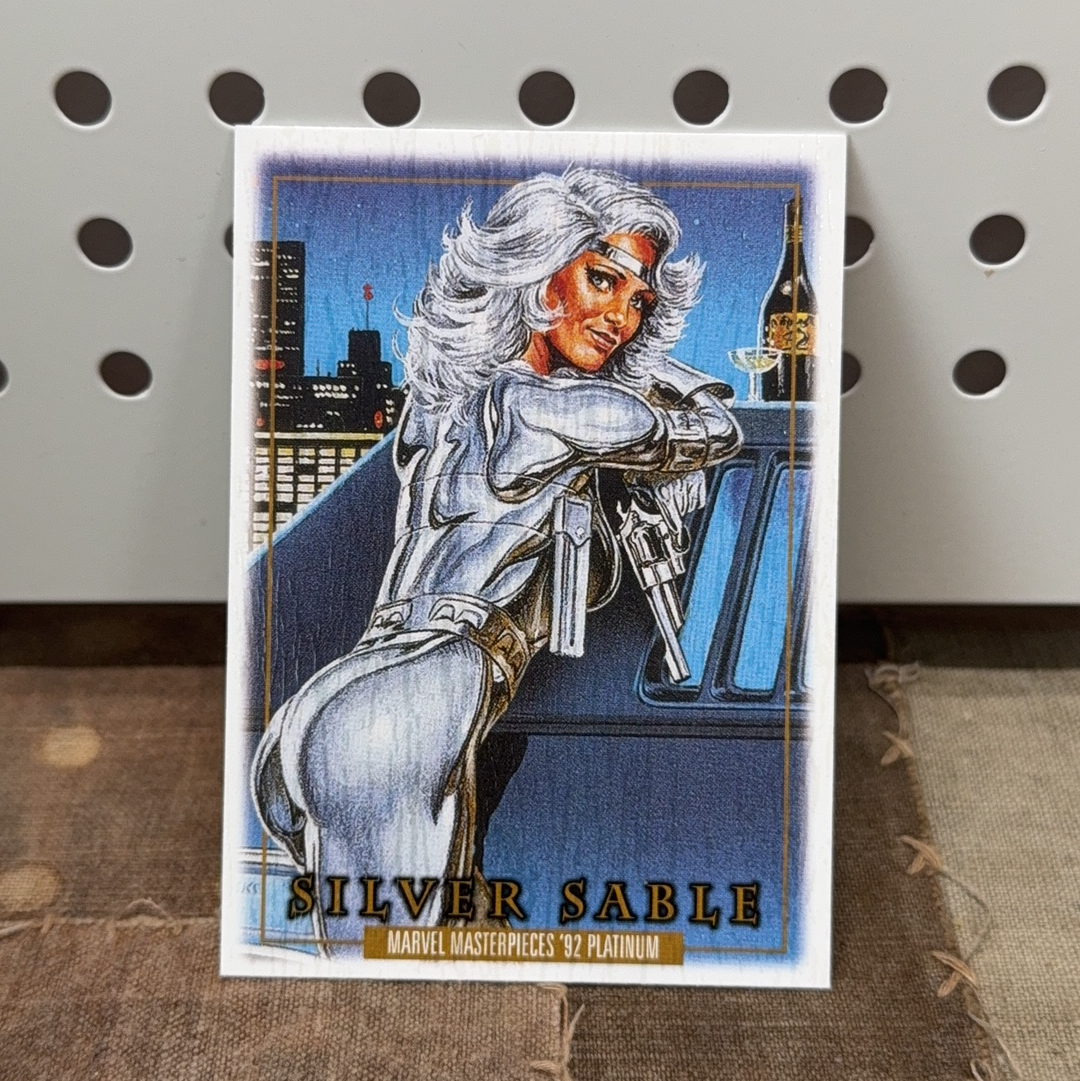 2024 SkyBox Marvel (MCU) 漫威 masterpieces 92 Platinum 92 白金 大比例木纹特卡 Wood 1:72 银貂 Silver Sable