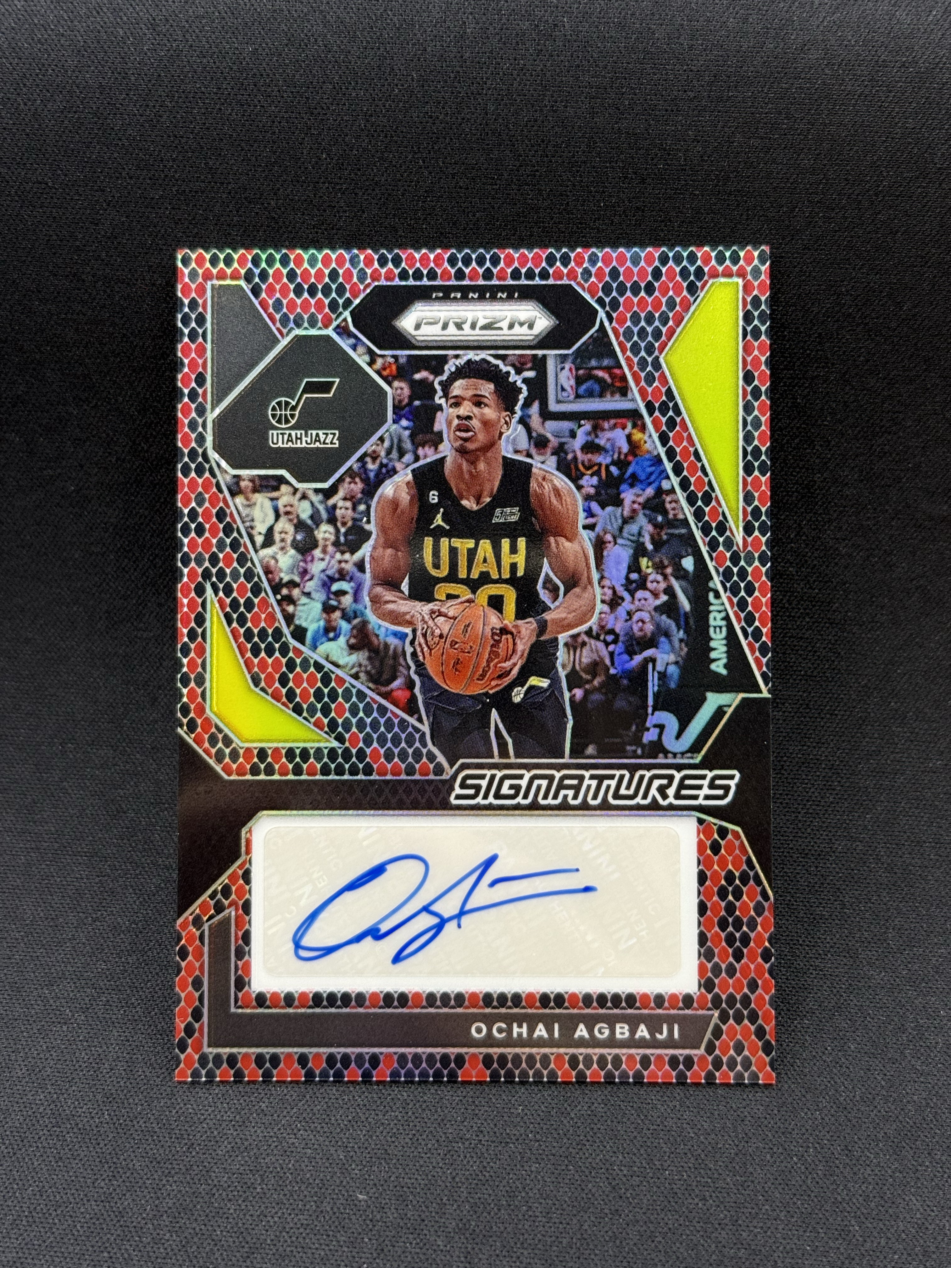 2023-24 Panini Prizm Ochai Agbaji 【小贝代拍】NBA Pz 爵士 阿巴基 蛇皮折 签字 07/15编 低编 卡品如图 拍前看描述 Takara