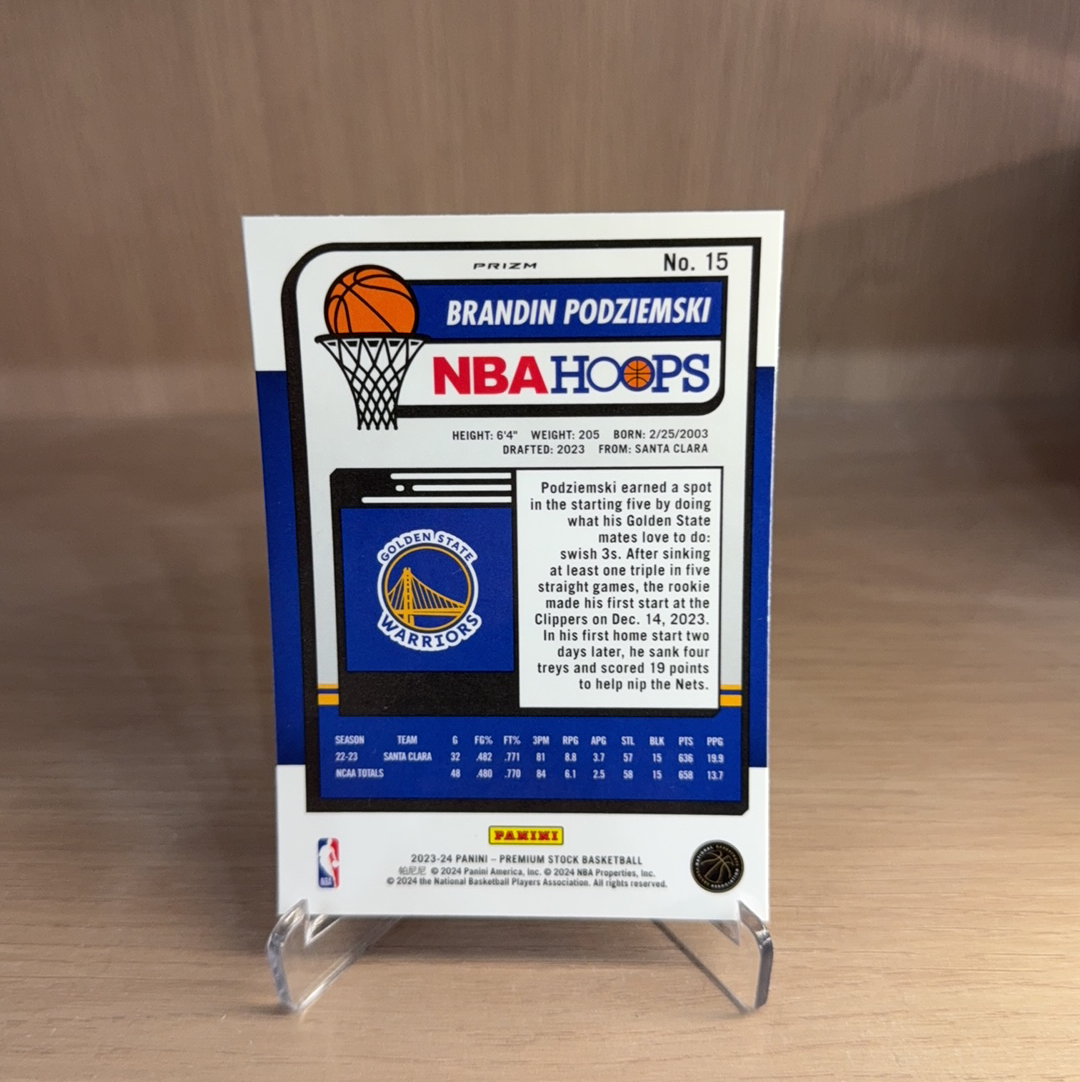 2023-24 Panini NBA Hoops Brandin Podziemski RC 【免费代卖】勇士 新秀 RC 波杰姆斯基 银折 圈圈折 折射 专收必备 值得收藏!!